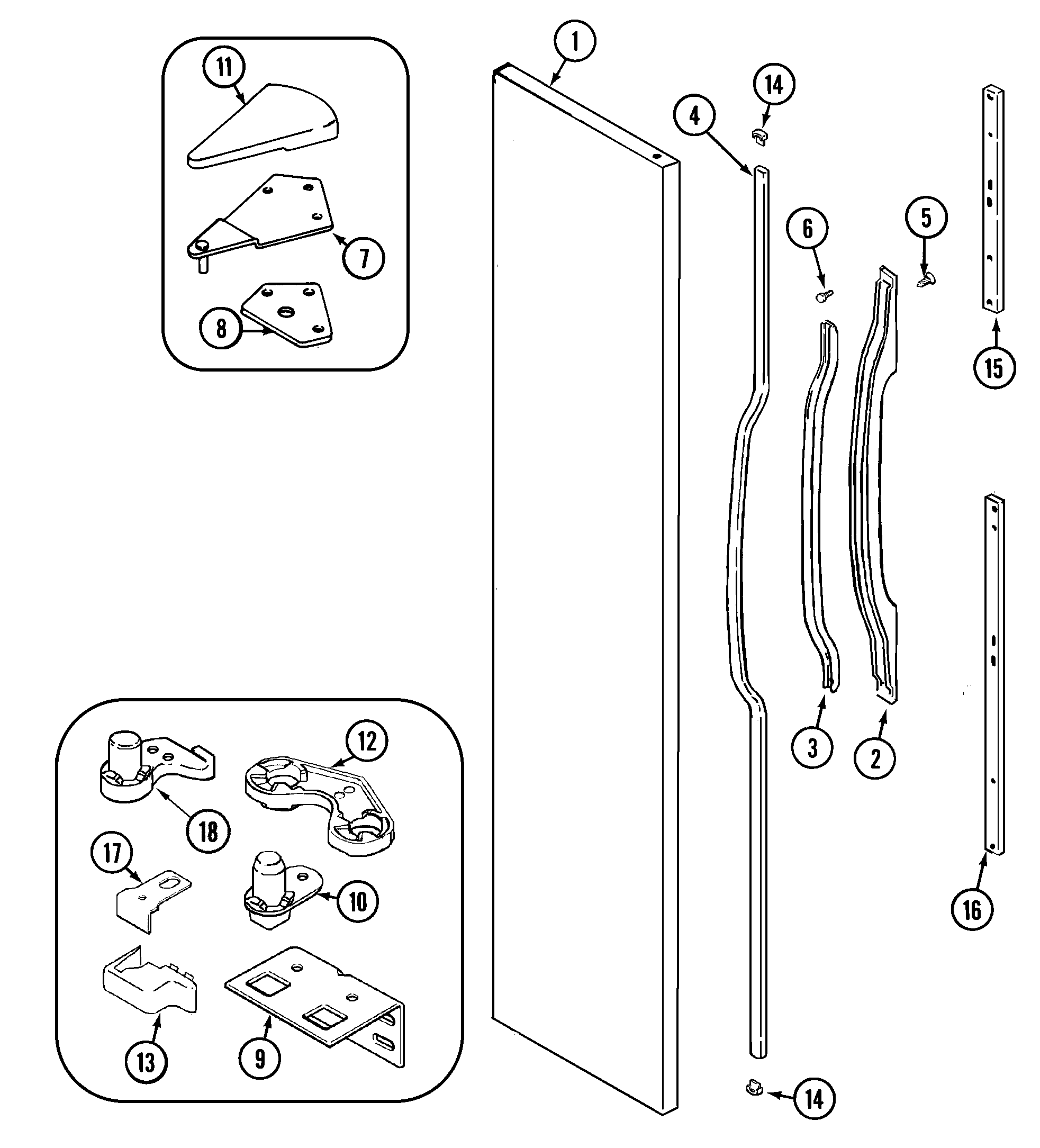 Crosley CS23G5W freezer outer door diagram