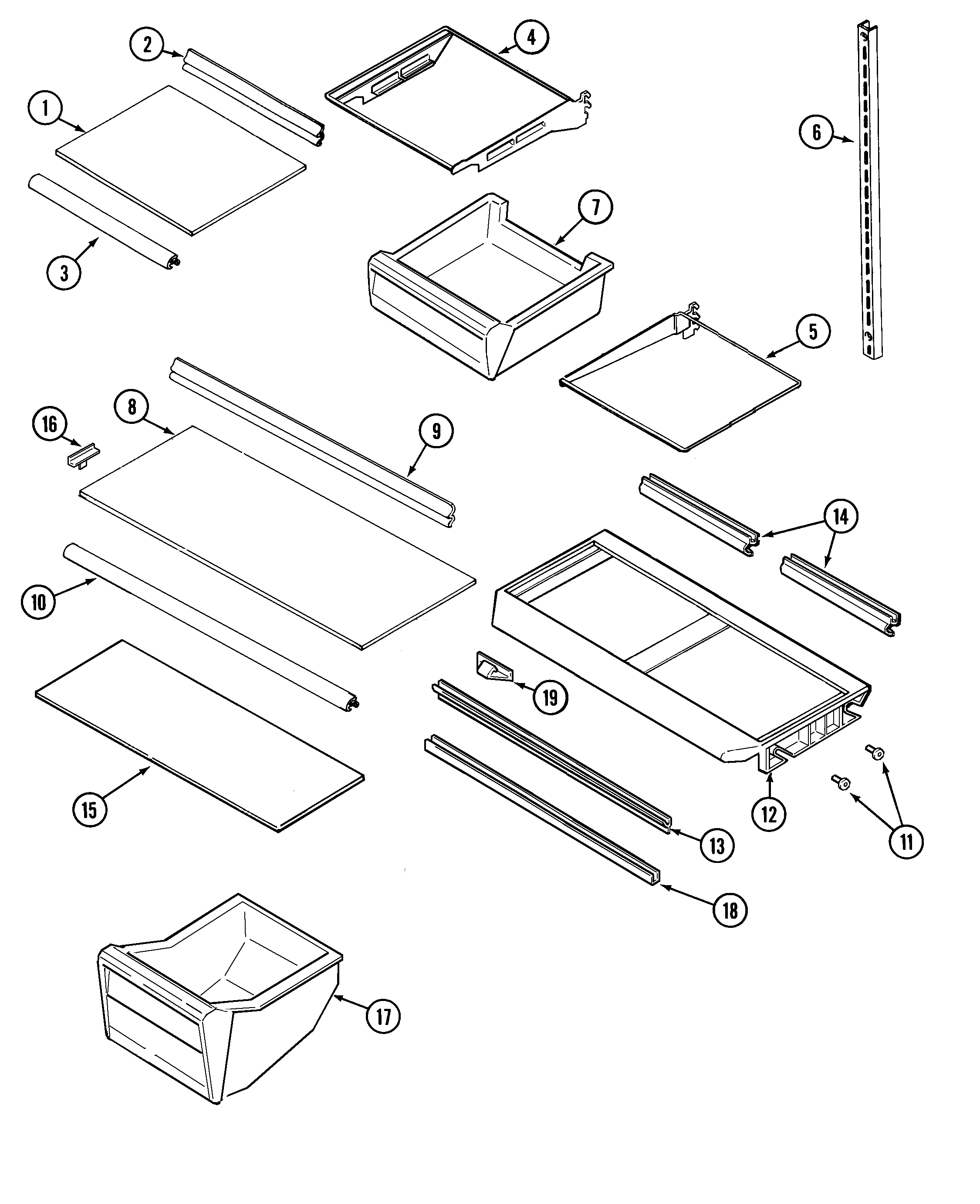 Crosley CT19F6FQ shelves & accessories diagram