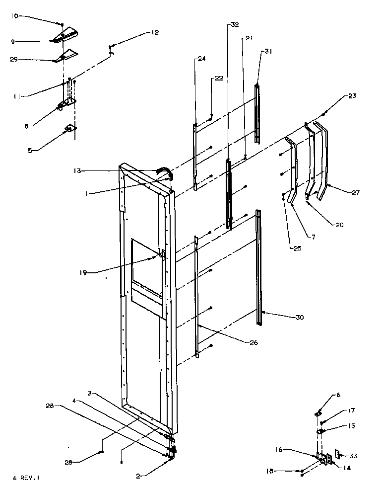 Amana SQD25N2L-P1181317WL fz door hinge and trim parts diagram