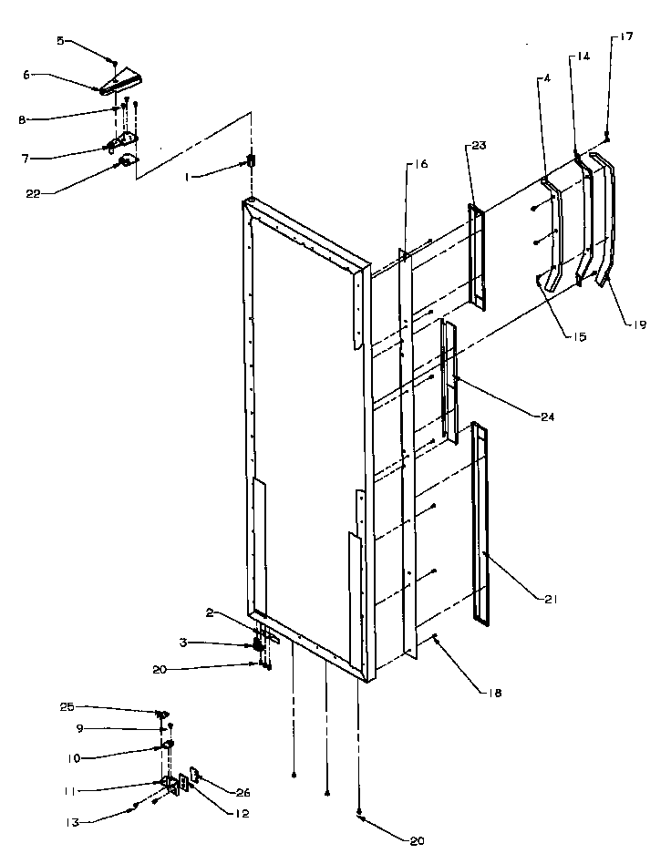 Amana SQD25N2L-P1181317WL ref door hinge and trim parts diagram