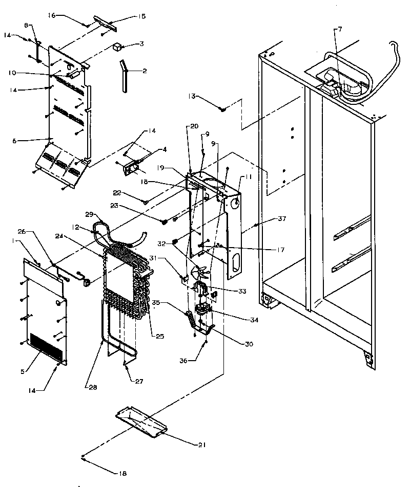 Amana SQD25N2L-P1181317WL evap and air handling diagram