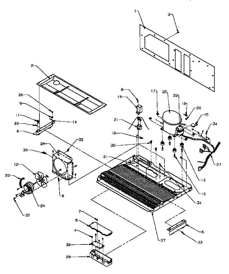 Amana SQD25N2L-P1181317WL machine compartment diagram
