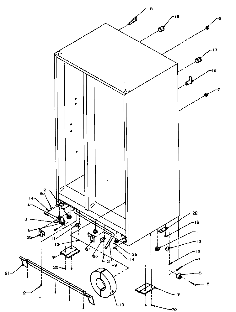 Amana SQD25N2L-P1181317WL drain and rollers diagram