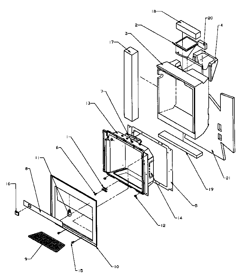 Amana SQD25N2L-P1181317WL ice and water cavity diagram