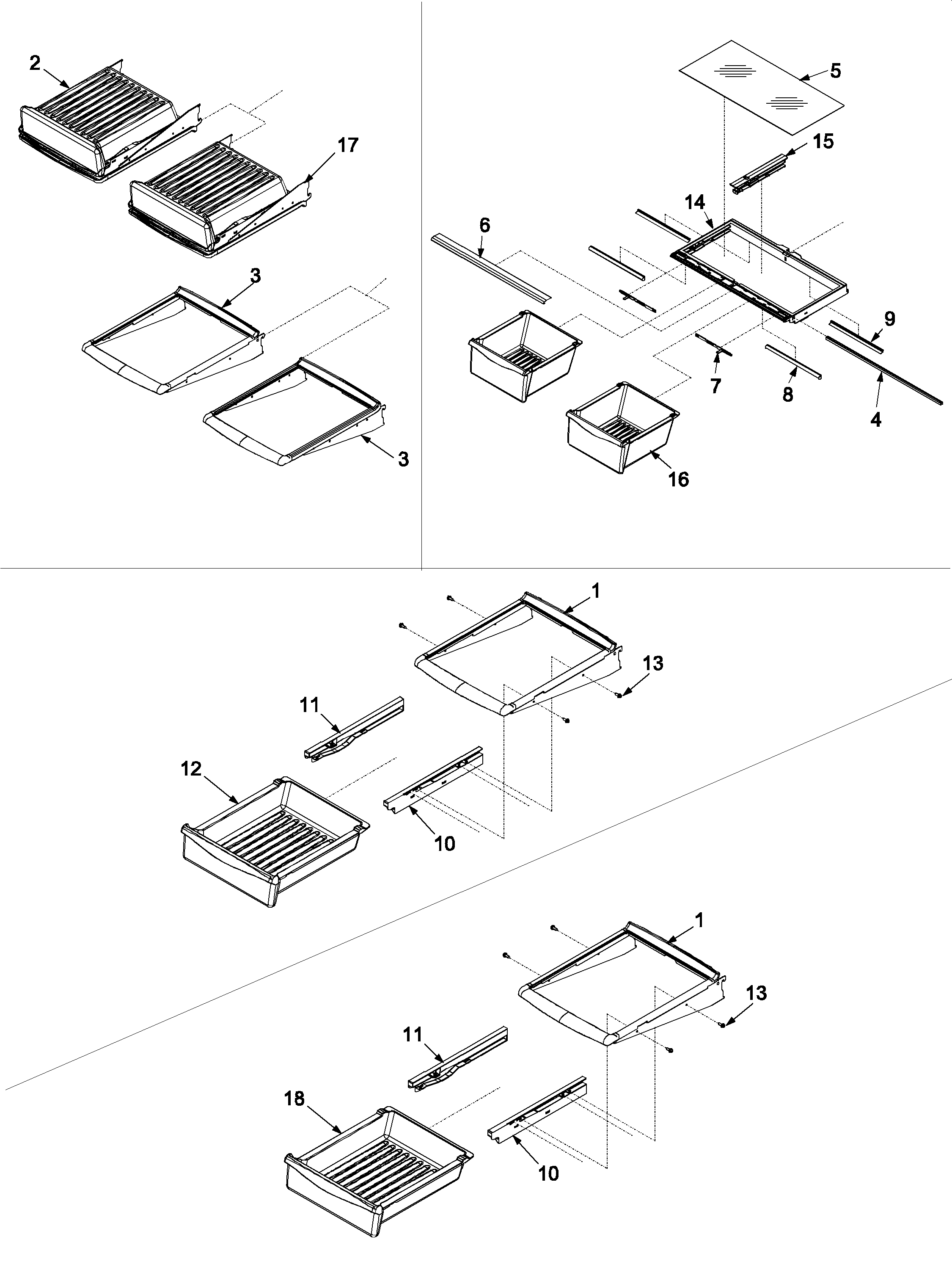 Kenmore 59672952200 refrigerator shelving diagram