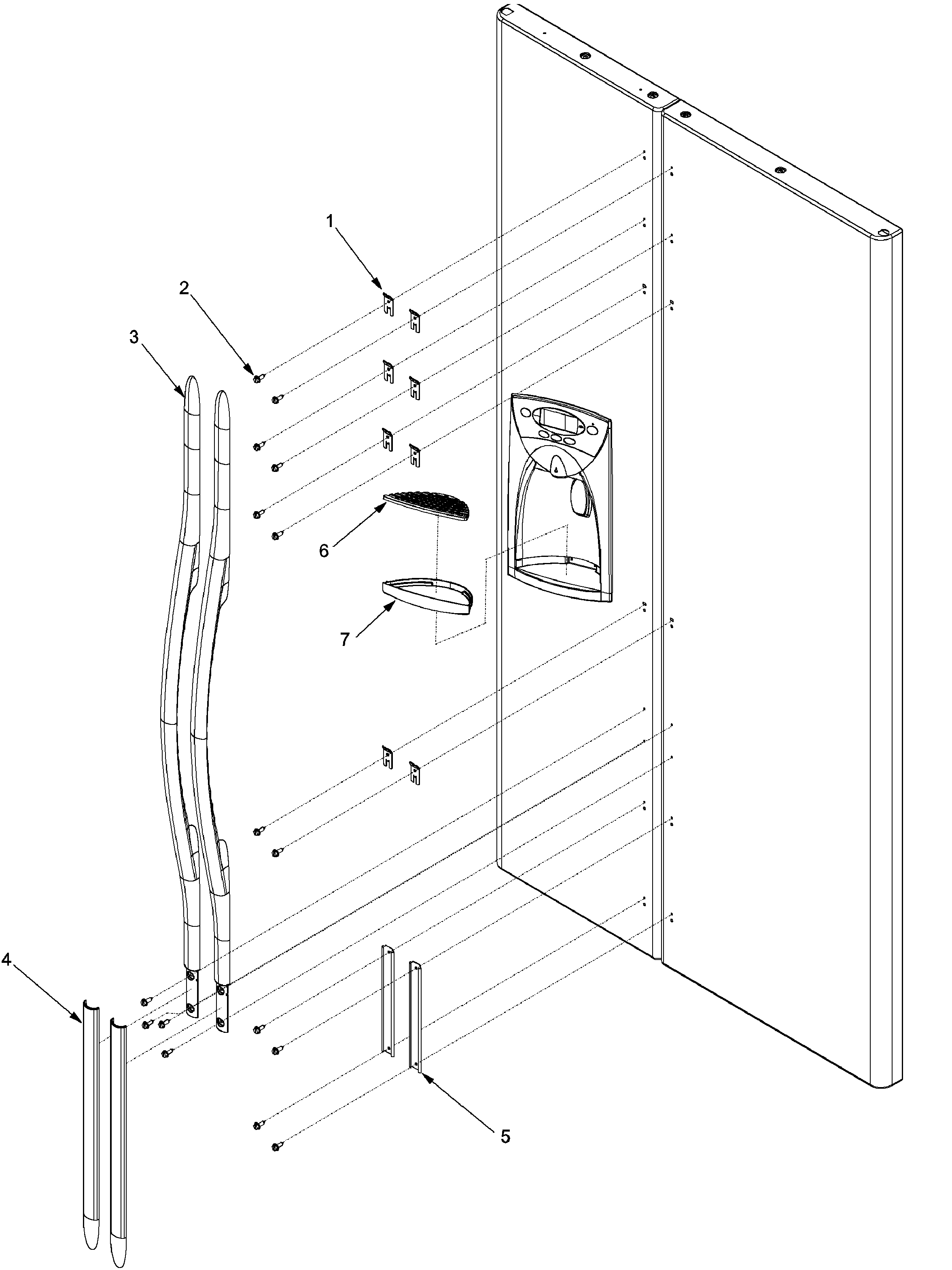 Amana XRSS264BB-PXRS264BB0 handles and trim diagram