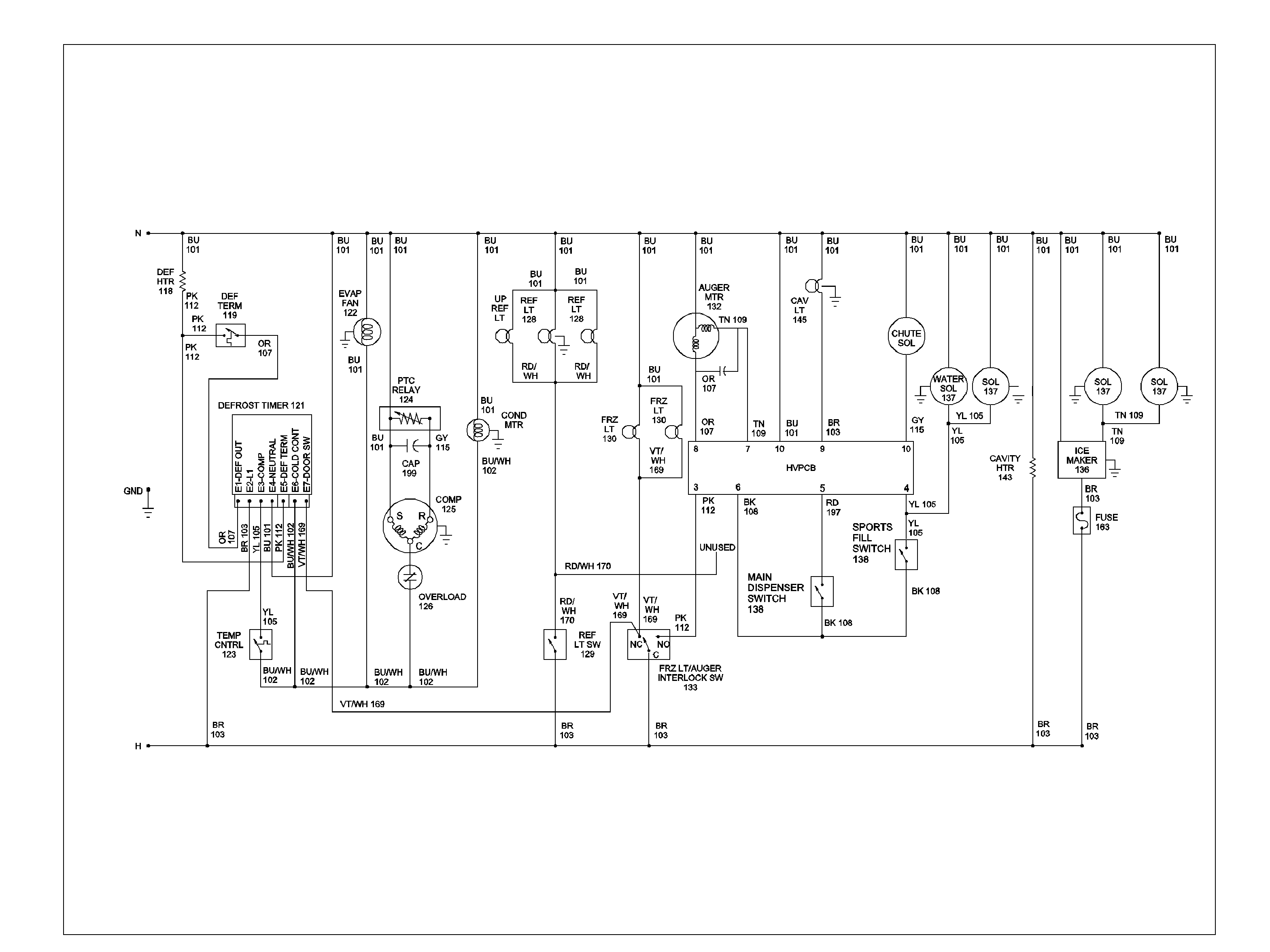 Amana XRSS264BB-PXRS264BB0 wiring information diagram
