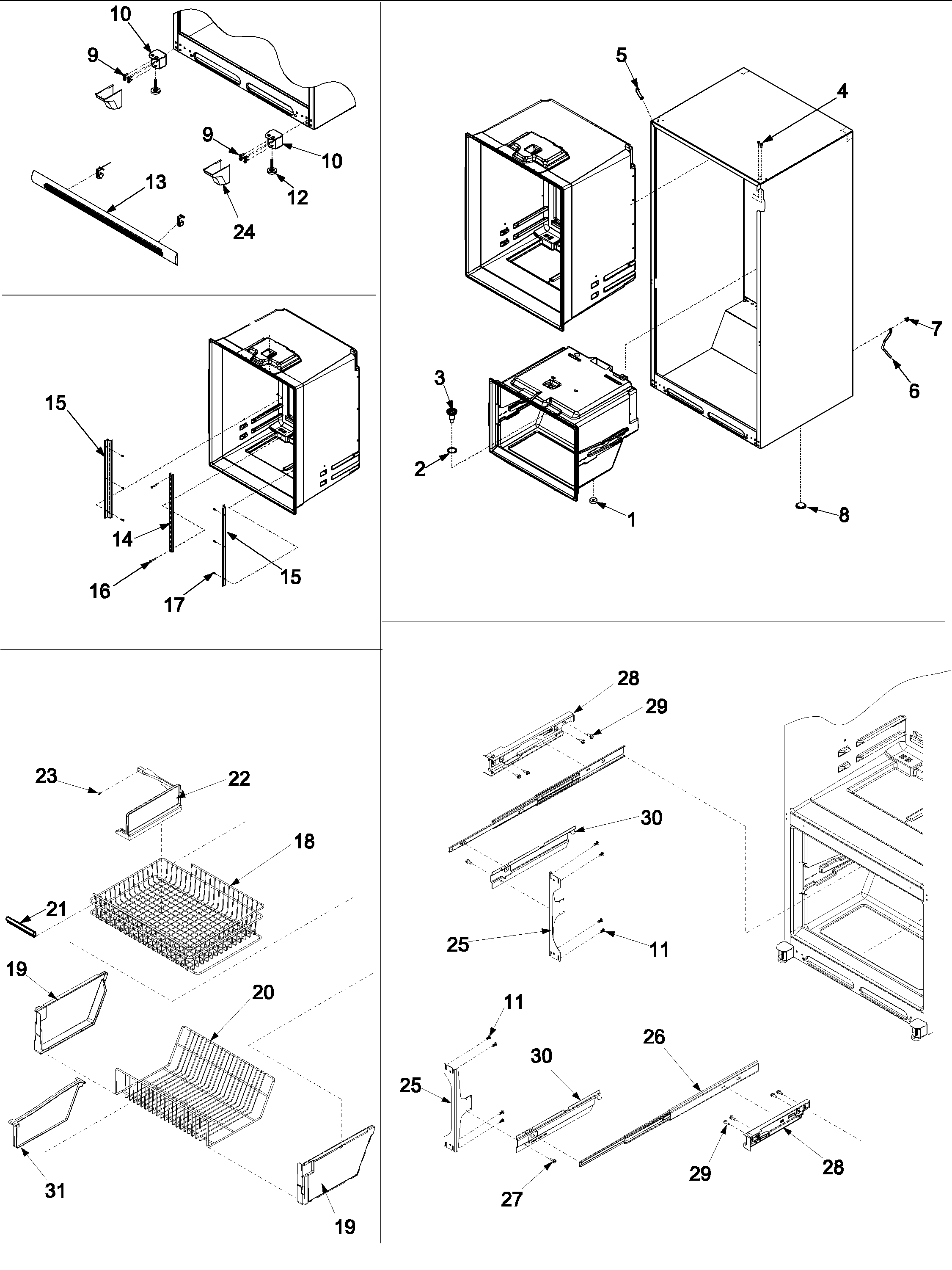 Amana ARB2557CC-PARB2557CC0 interior cabinet & freezer shelving diagram