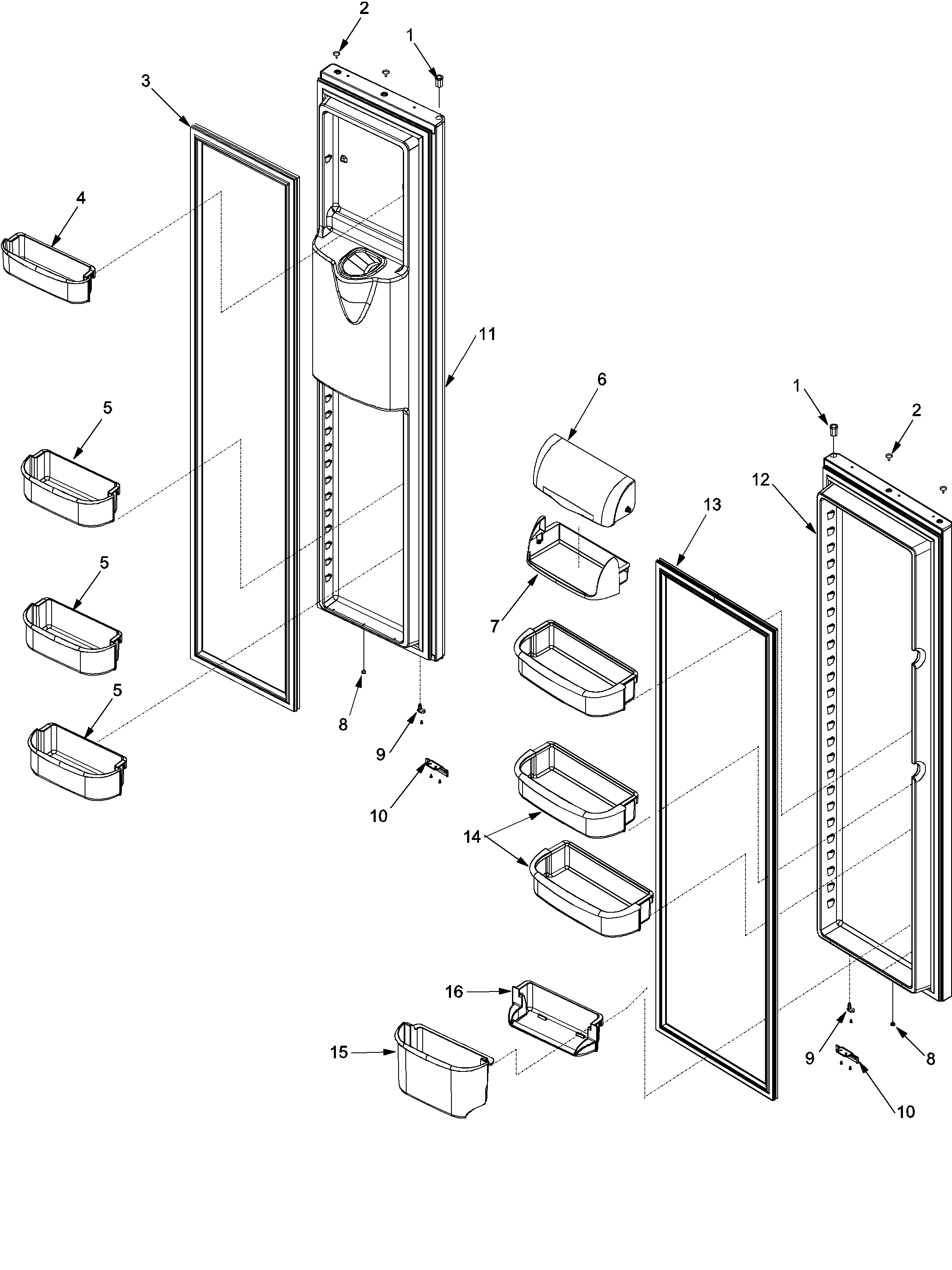 Kenmore 59652679202 ref/fz door and shelf diagram