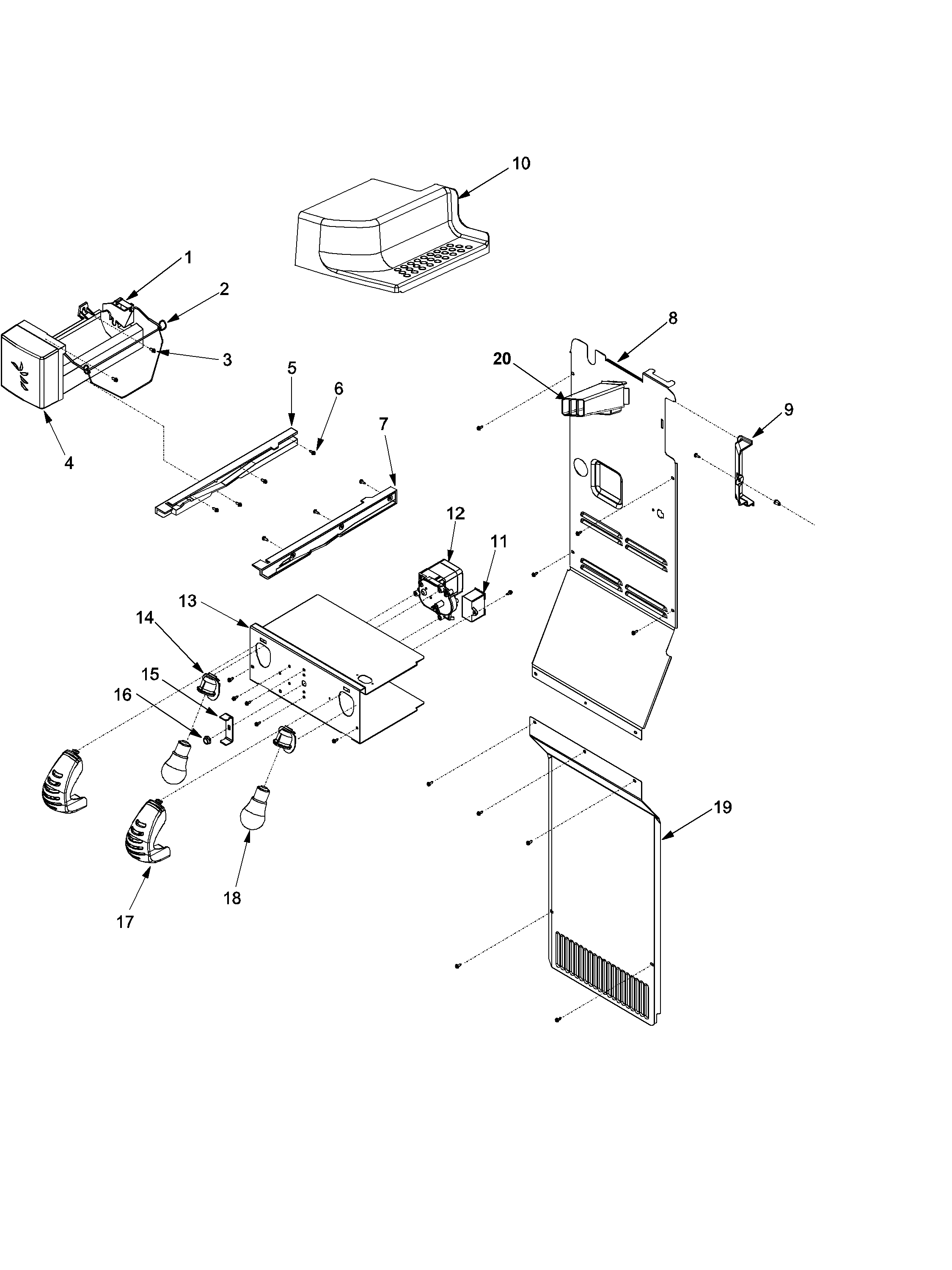 Kenmore 59652679202 lights and ice maker diagram