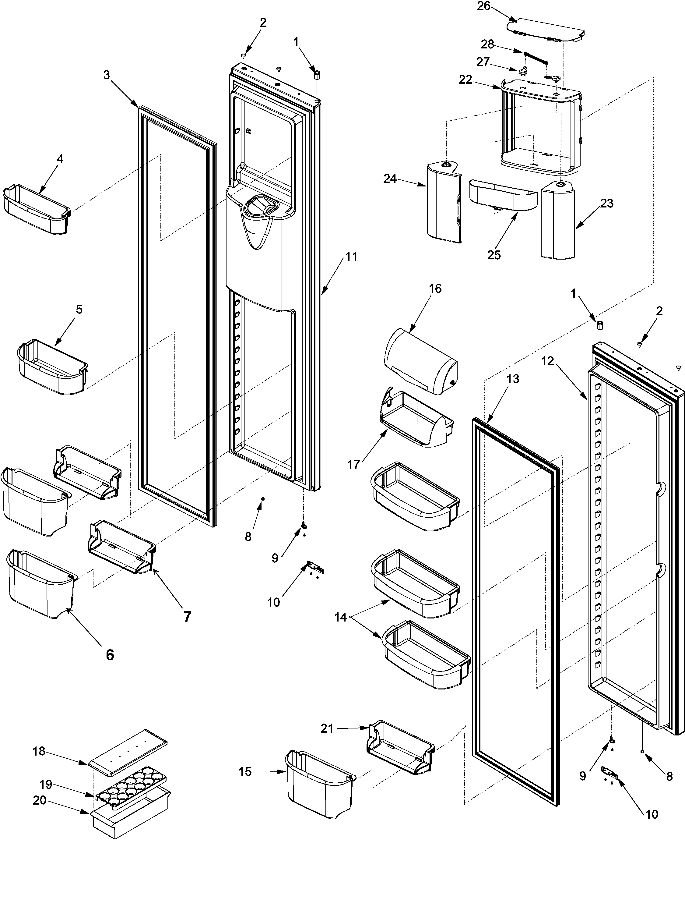 Kenmore 59653462302 ref/fz door and shelf diagram