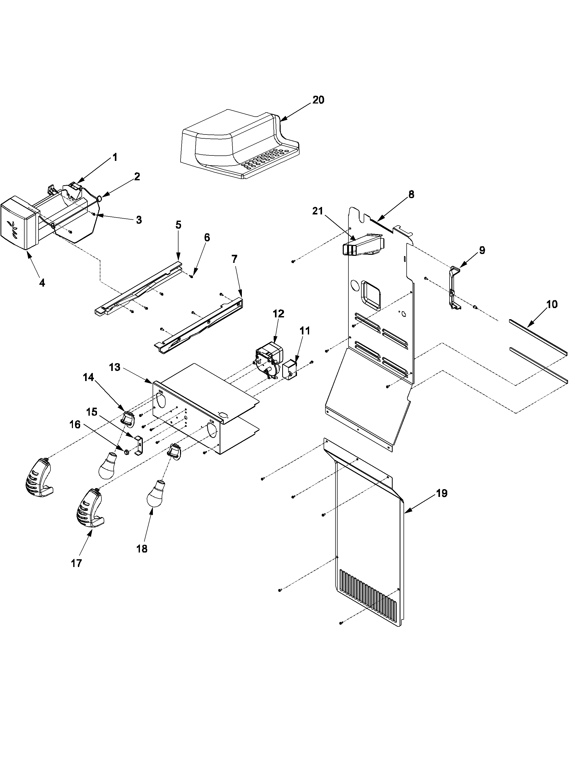 Kenmore 59653462302 lights and ice maker diagram