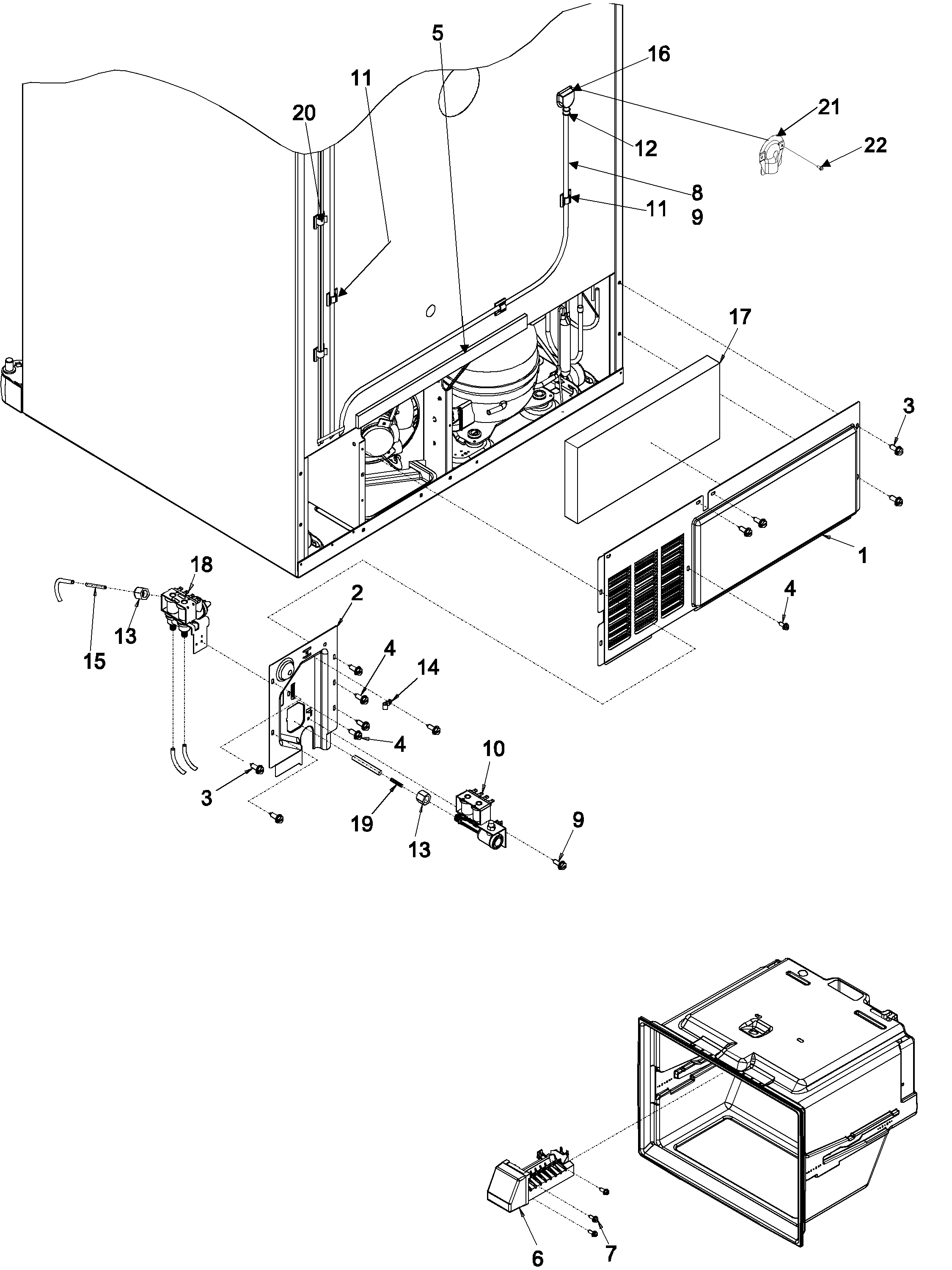 Kenmore Elite 59673503202 cabinet back diagram