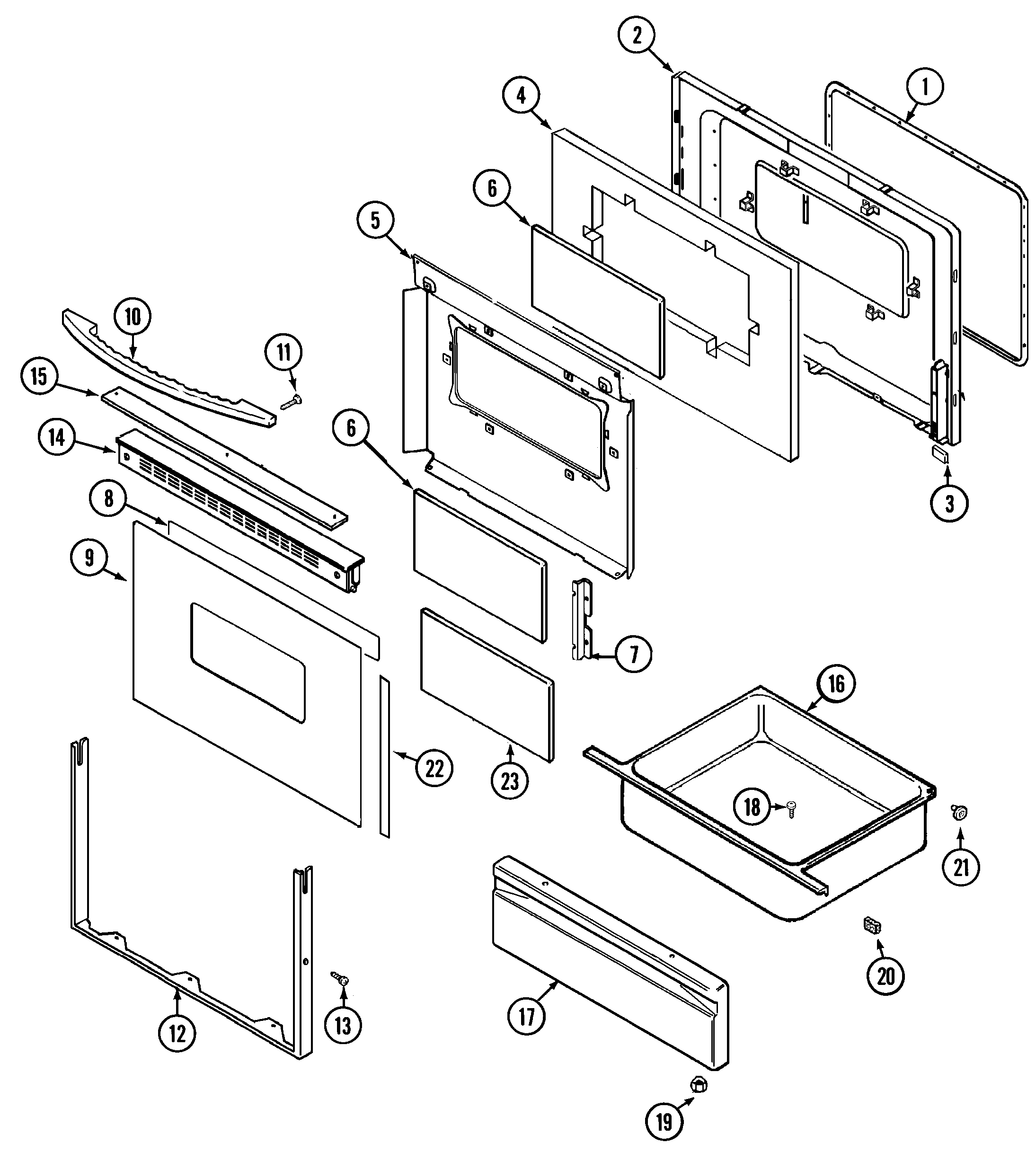 Crosley CE38300BCV door/drawer diagram