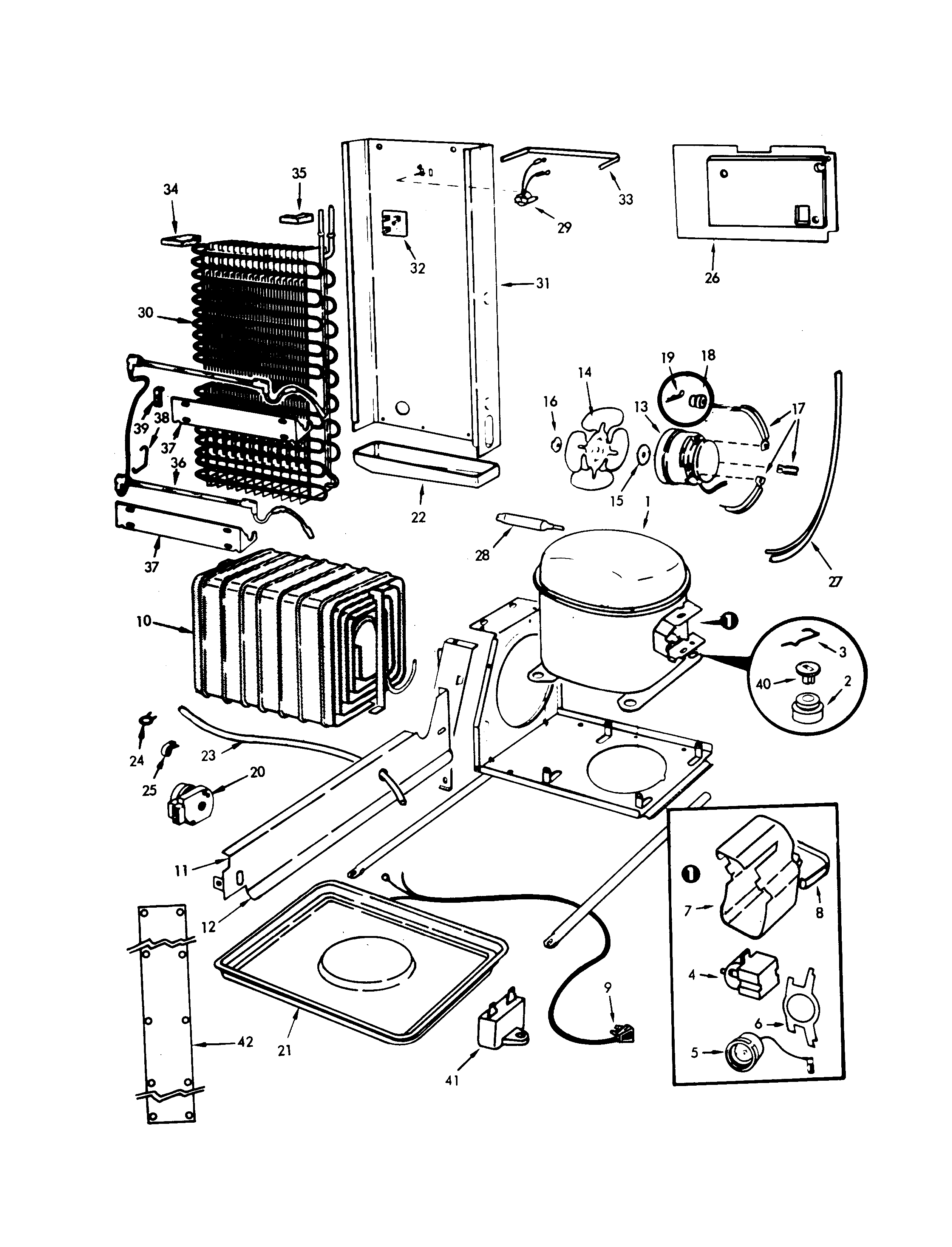 Admiral NS22H8H-8L25A unit compartment & system diagram