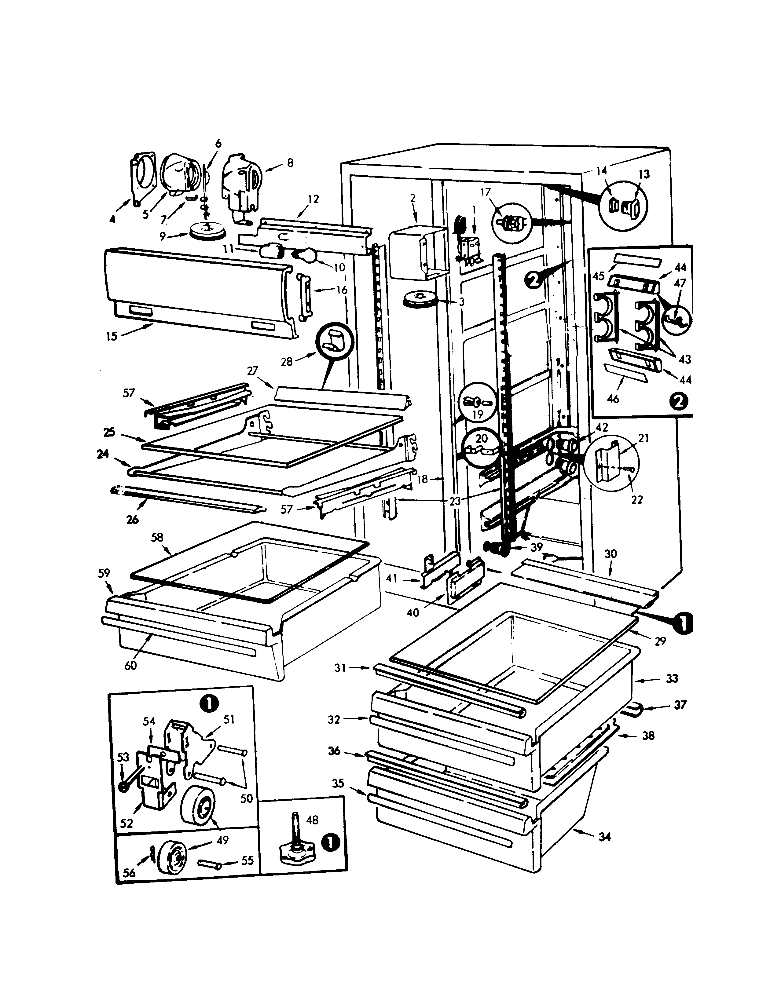 Admiral NS22H8H-8L25A fresh food compartment diagram