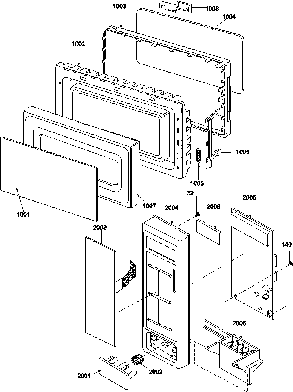 Amana C720W-P1319602M door & control panel diagram