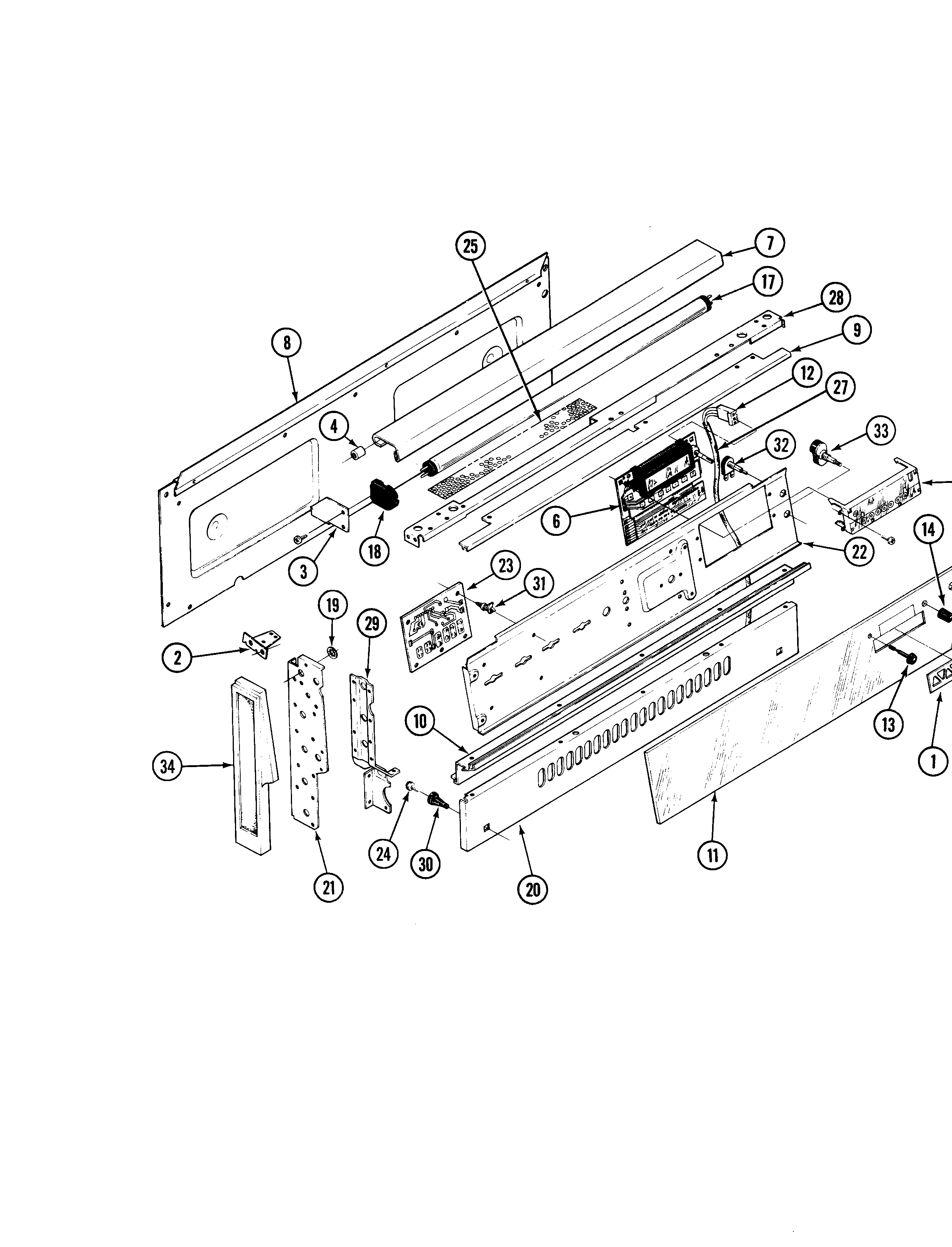 Magic Chef 34HA-5TKXW backguard parts diagram