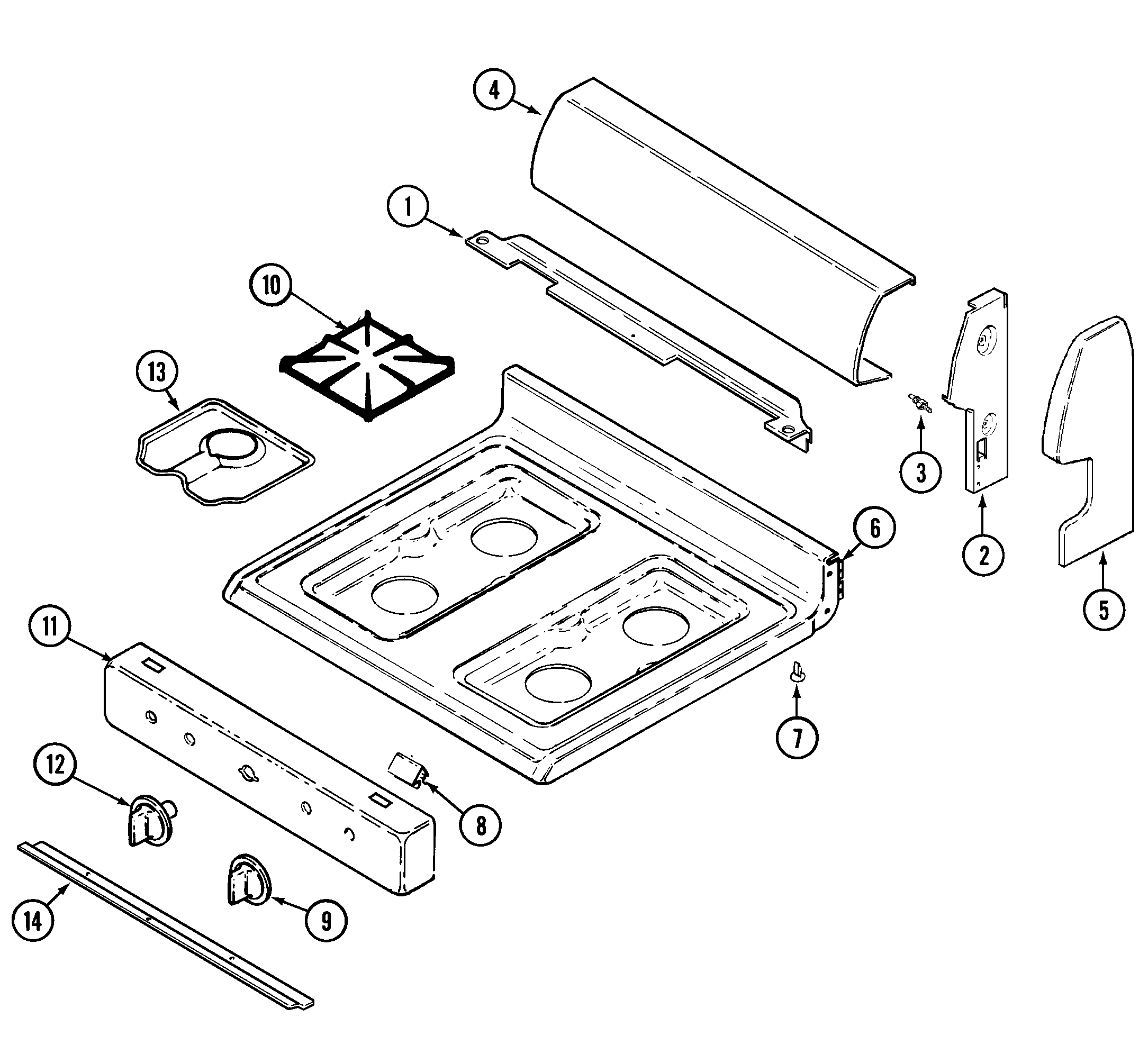 Admiral A31703SAWL control panel/top assembly diagram