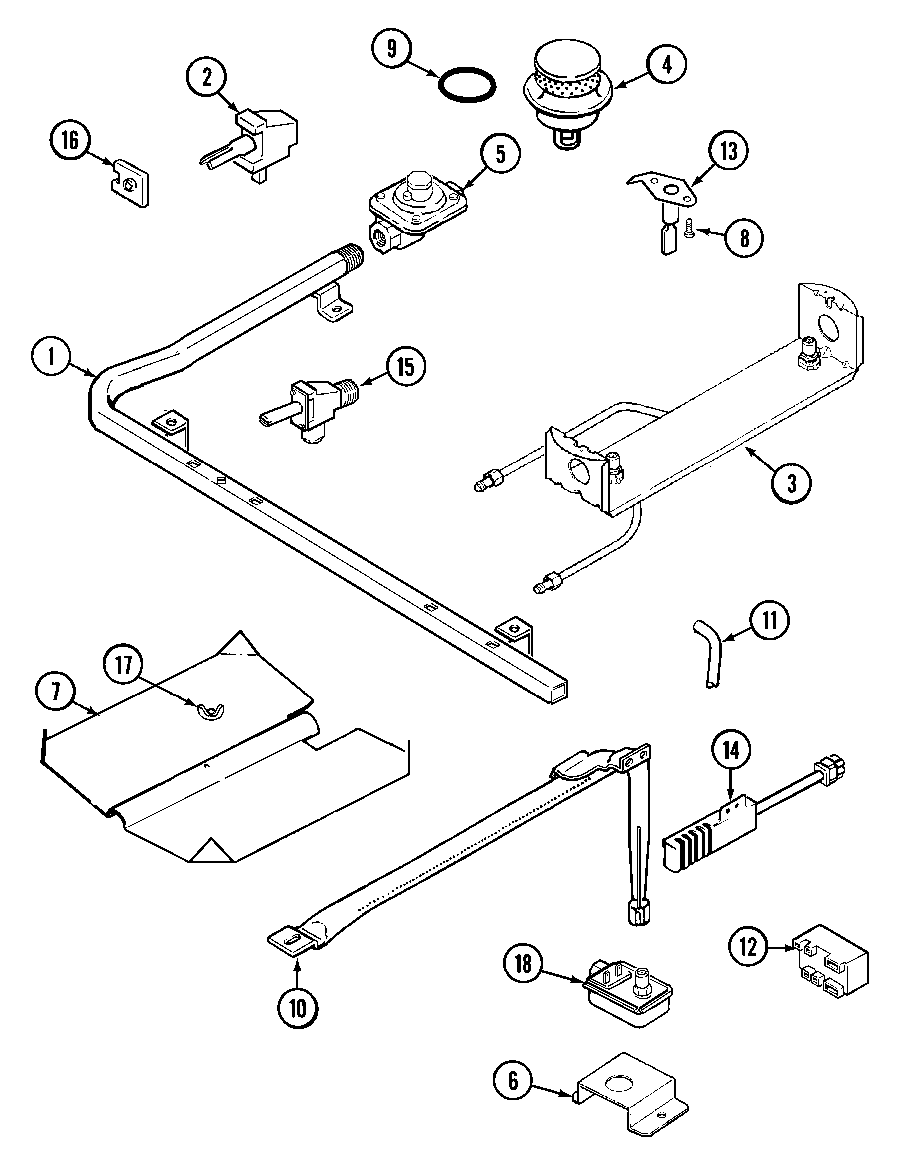 Crosley C31315VBV gas controls diagram