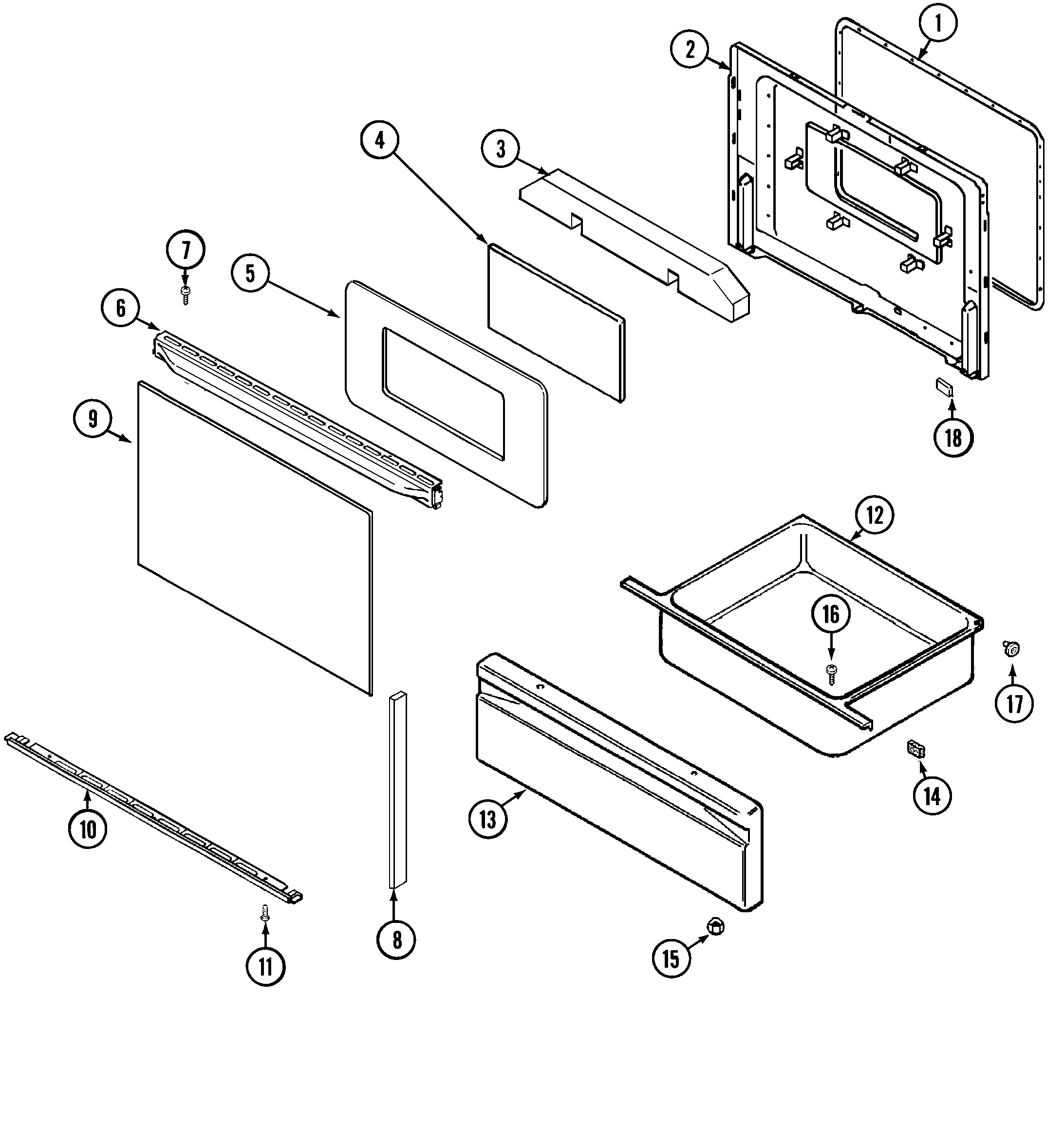 Crosley CE35111AAW door/drawer diagram