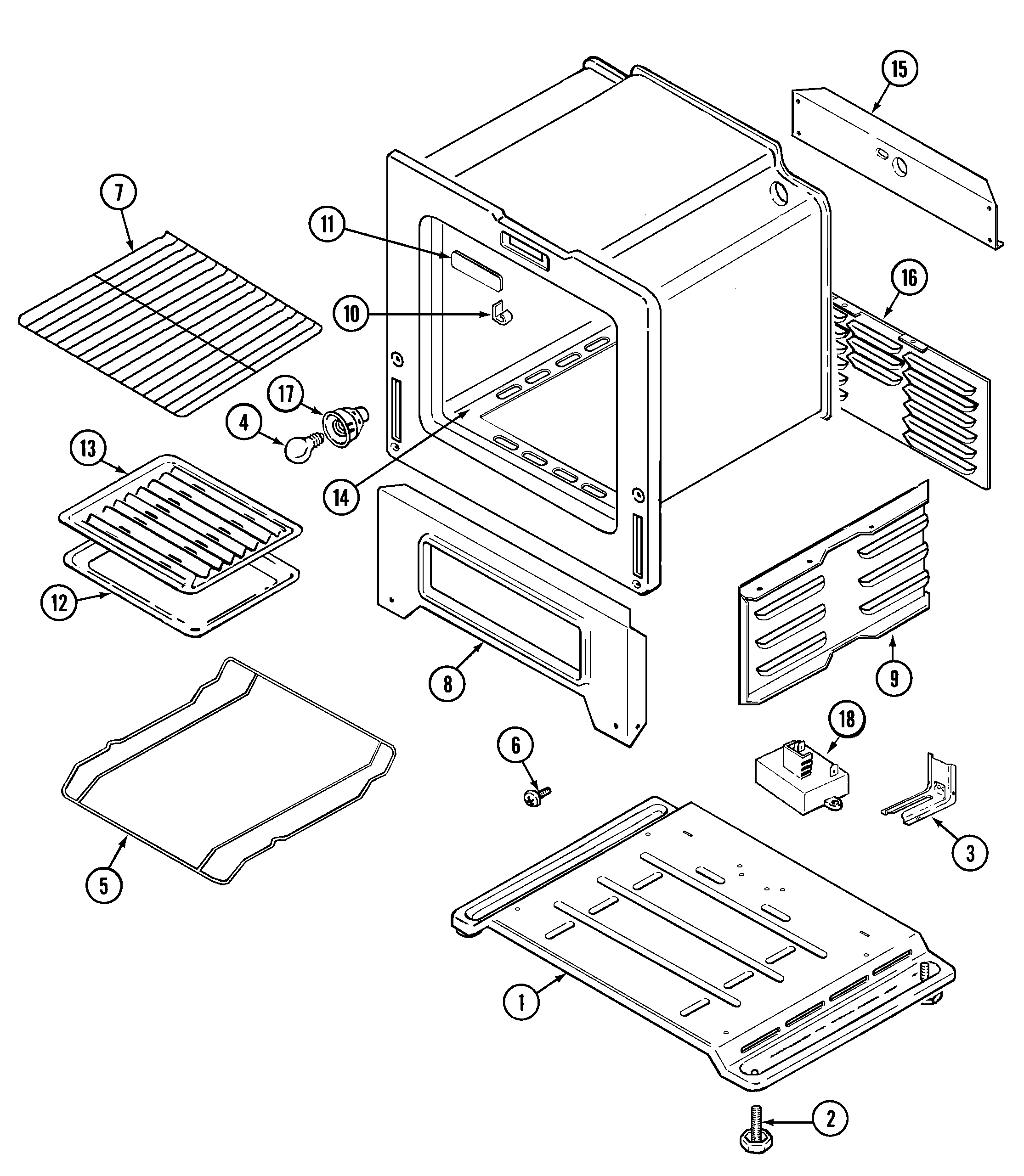 Magic Chef CGR1430BDT oven/base diagram