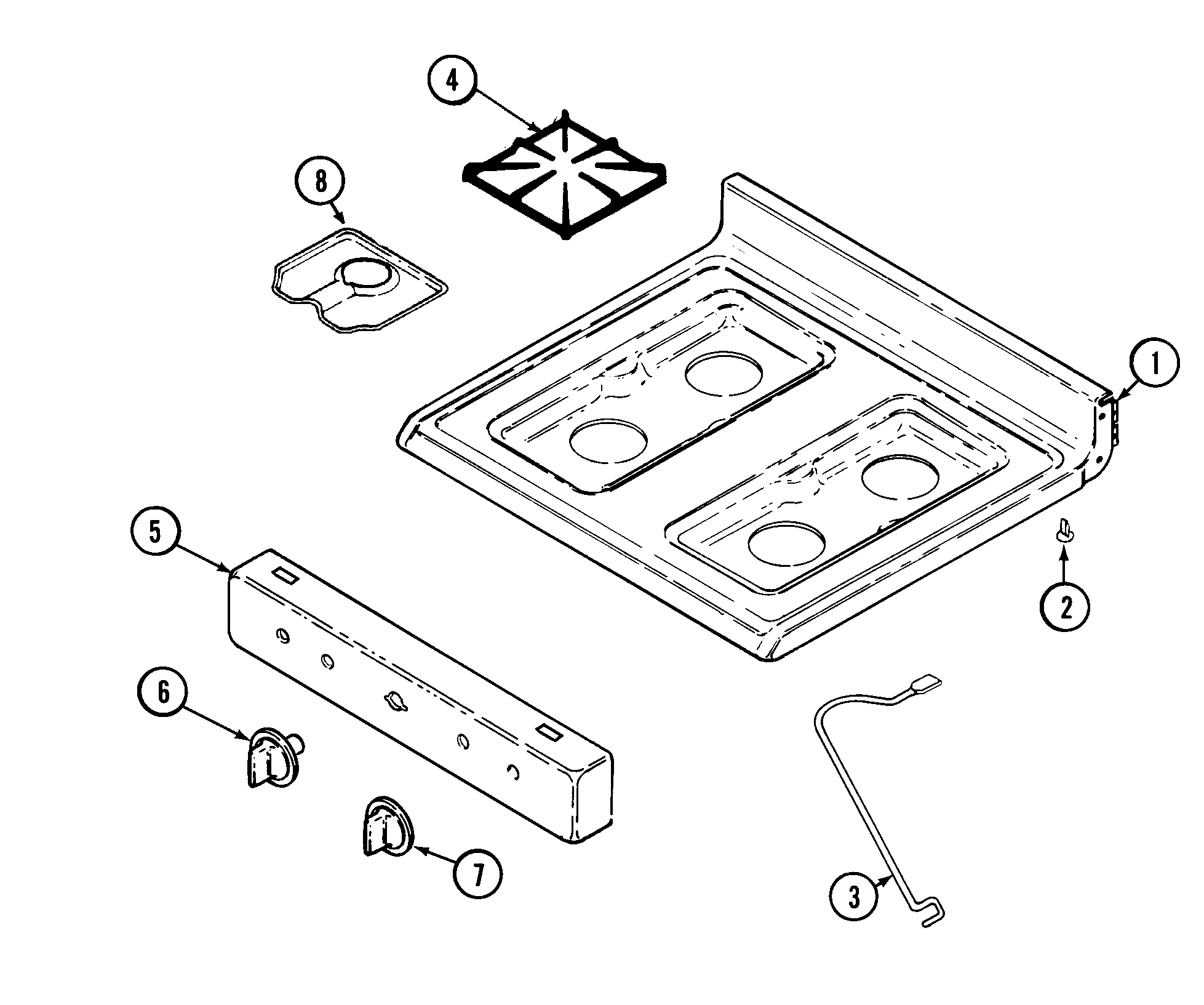 Magic Chef CGR1330BDT top assembly diagram