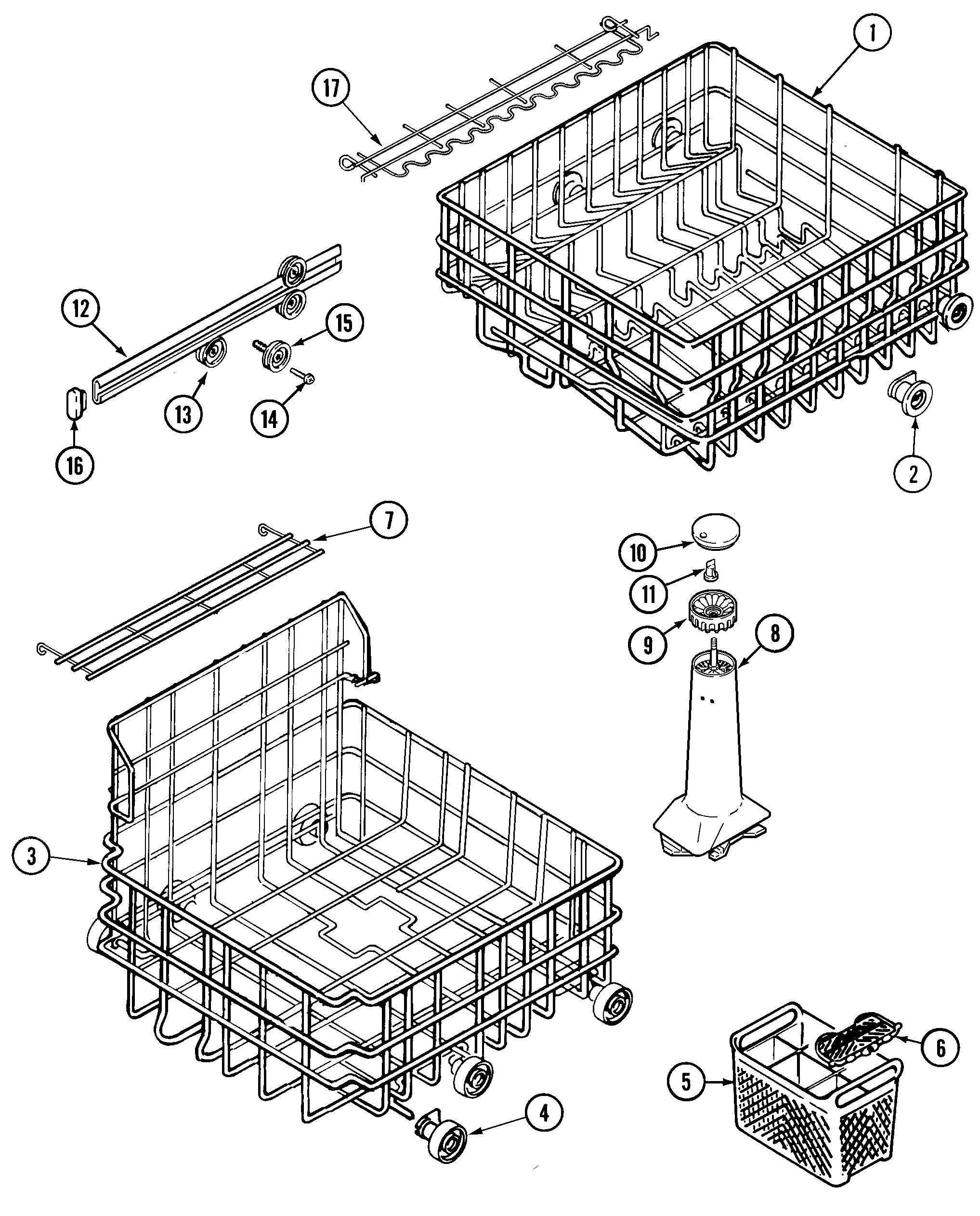 Maytag DWC6402AAE track & rack assembly diagram