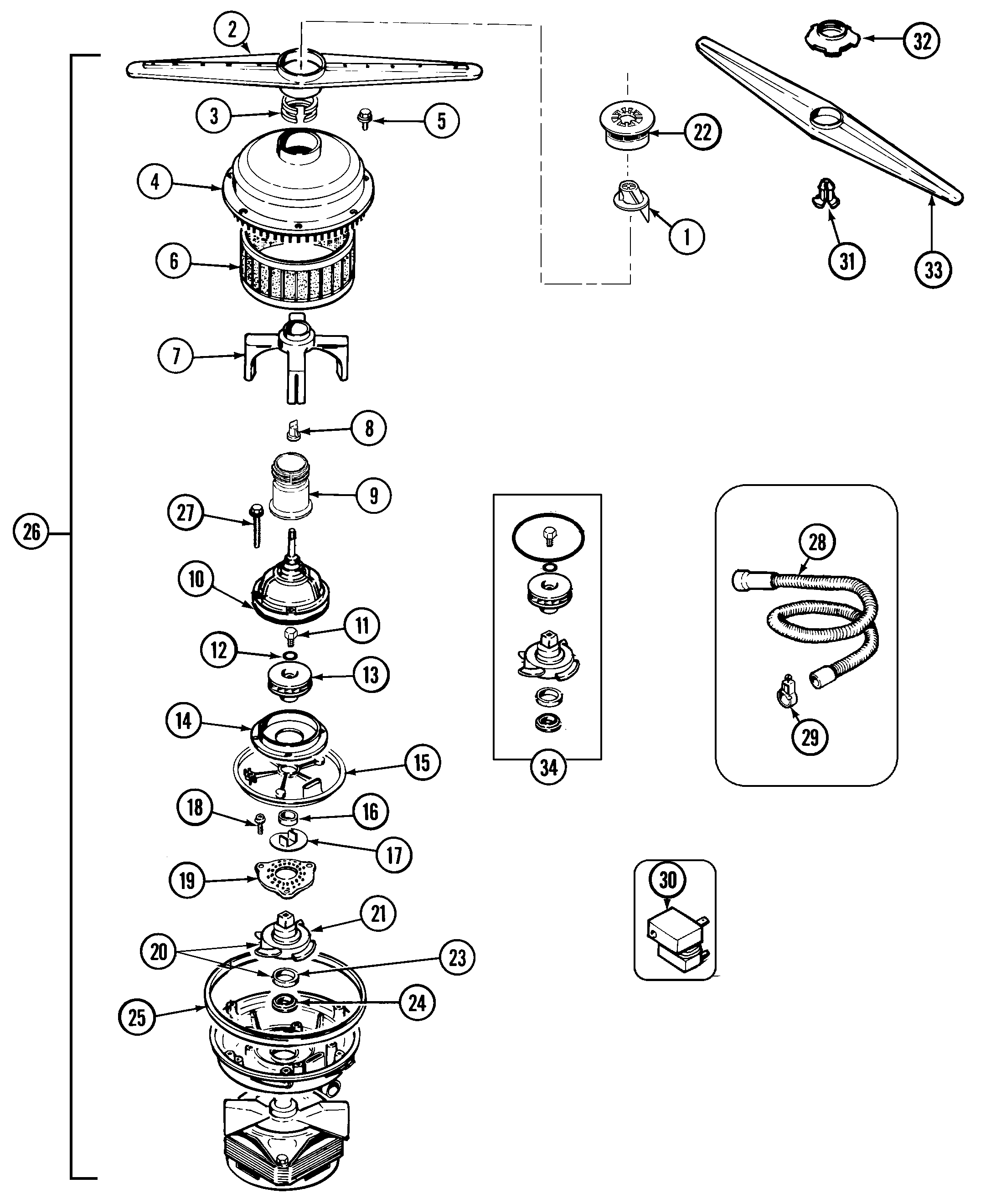 Maytag DWC6402AAE pump & motor diagram