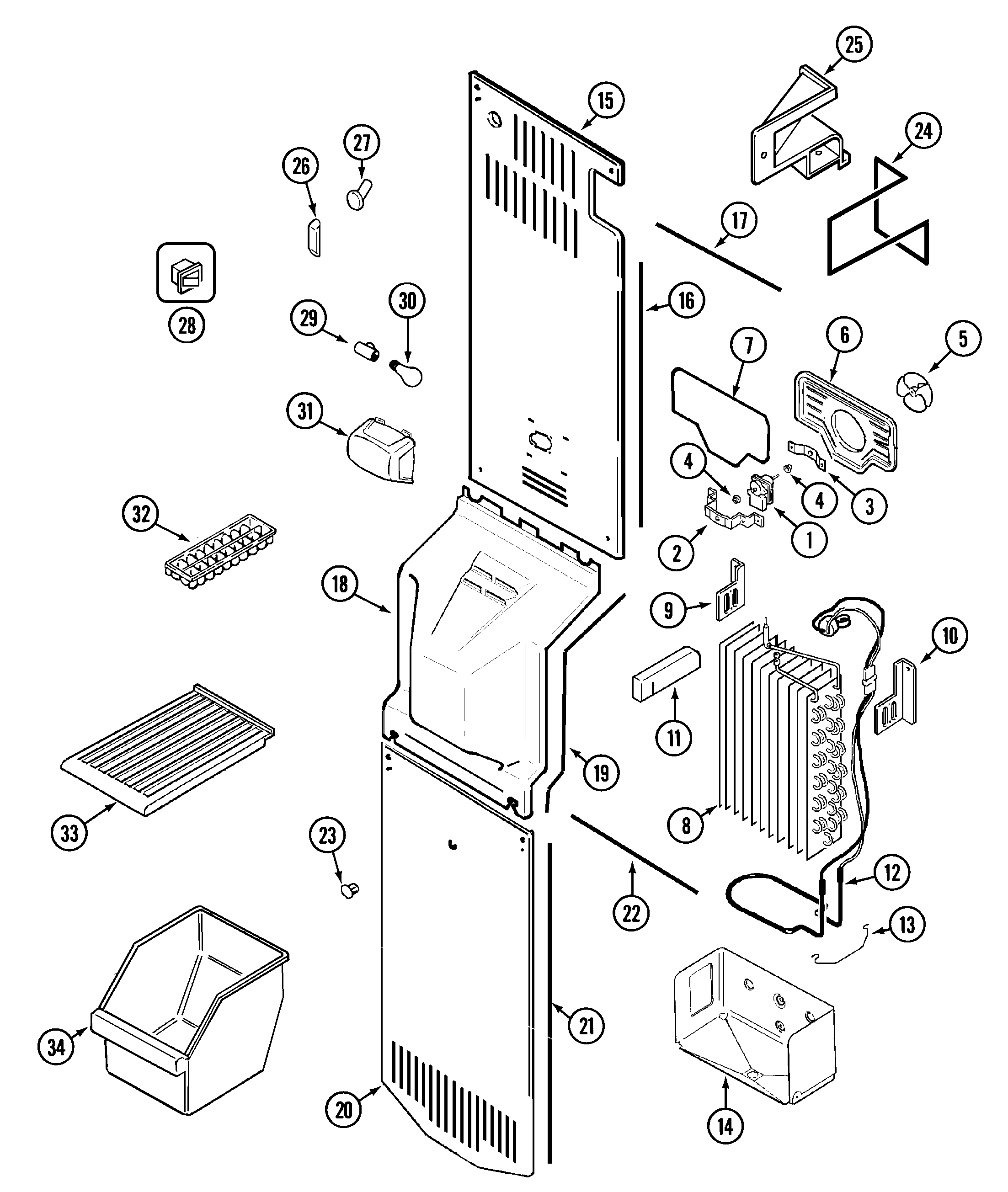 Crosley CS21G2Q freezer compartment diagram
