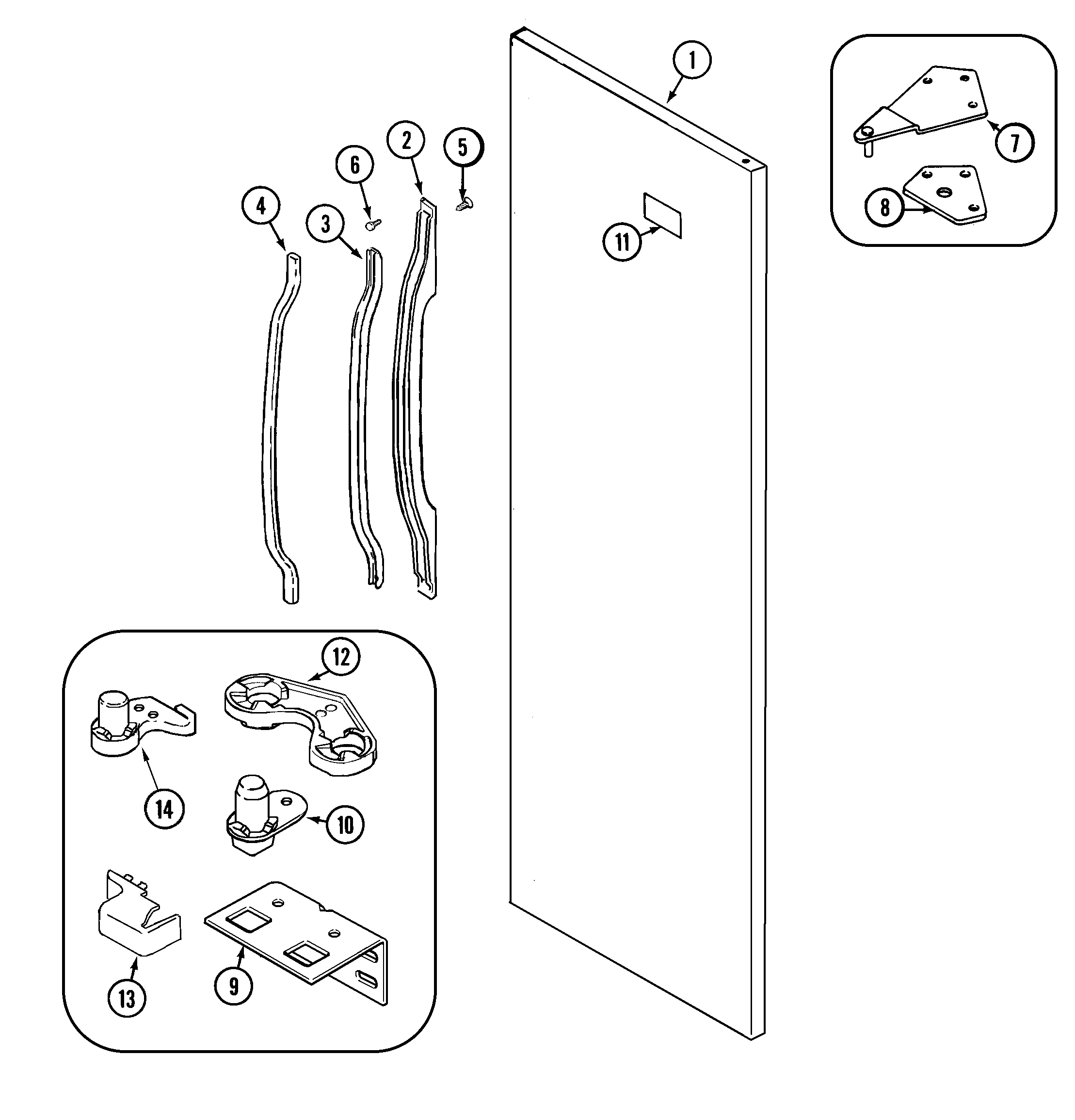 Crosley CS21G2Q fresh food outer door diagram
