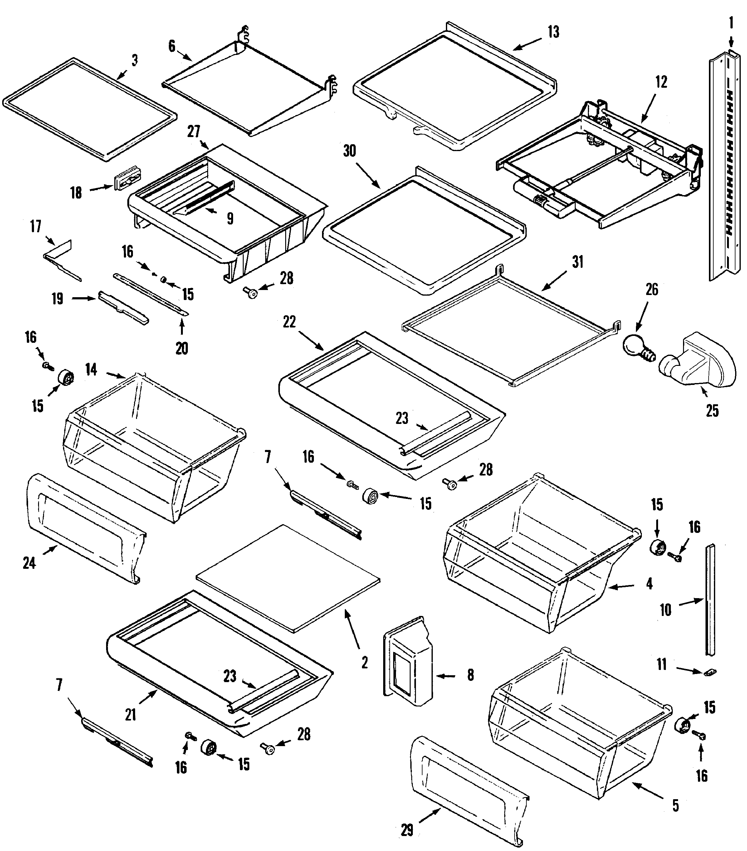 Maytag GZ2727GEHB shelves & accessories diagram