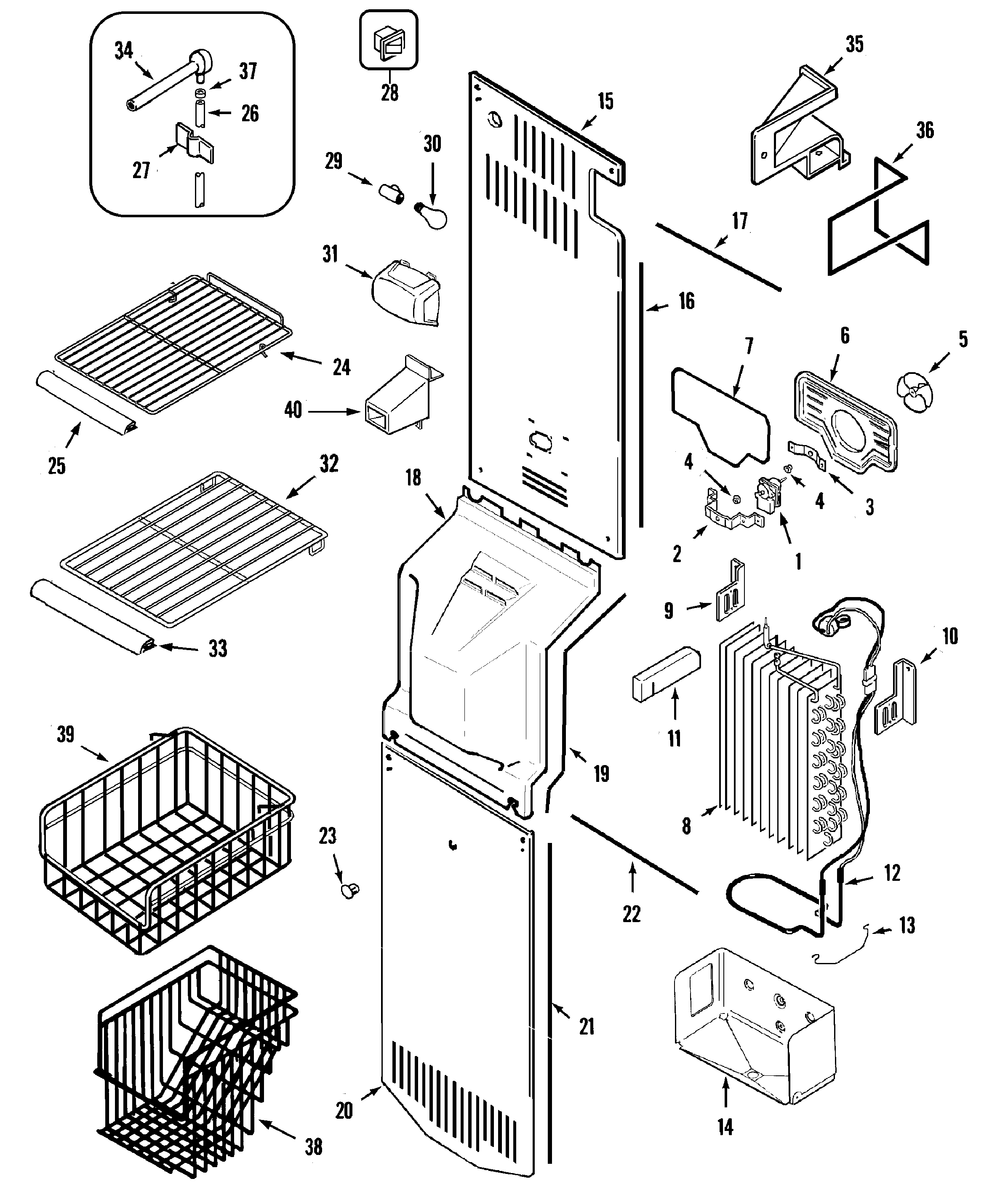 Maytag GZ2727GEHB freezer compartment diagram