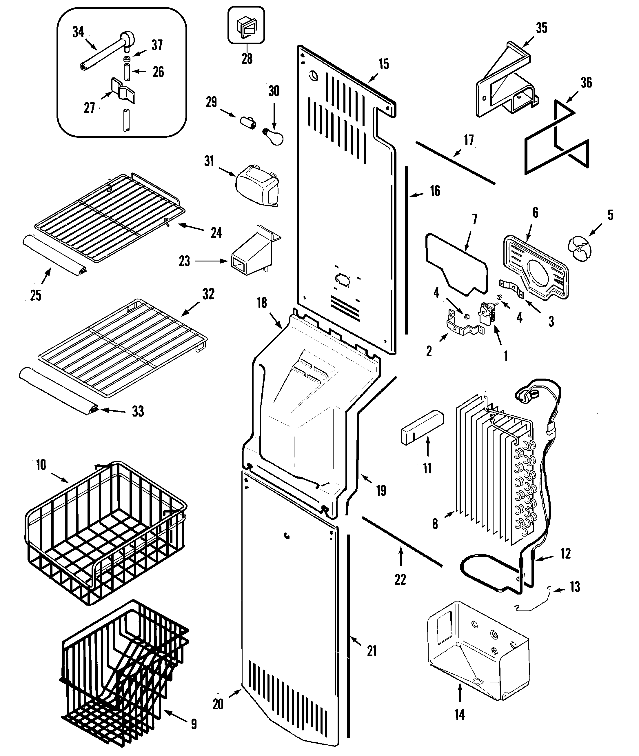 Maytag GZ2727GEHQ freezer compartment (gz2727gehq) diagram