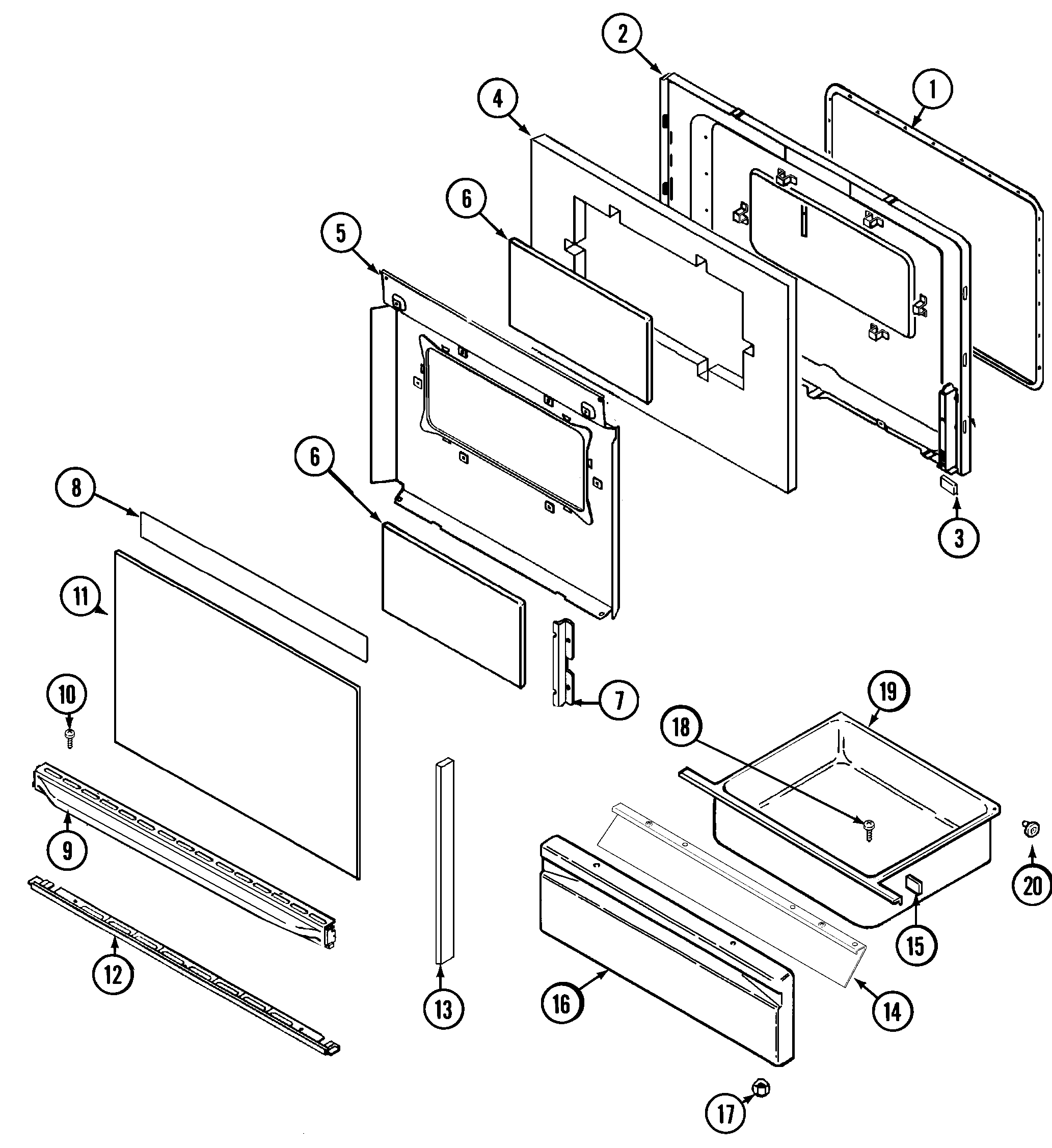Magic Chef CES3760AAA door/drawer diagram