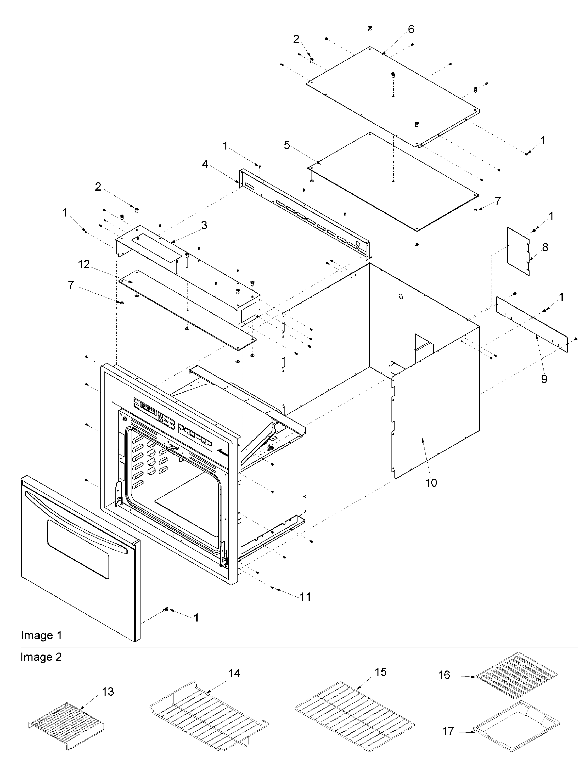 Amana AOCS3040E-P1132378NE outer cabinet & racks diagram