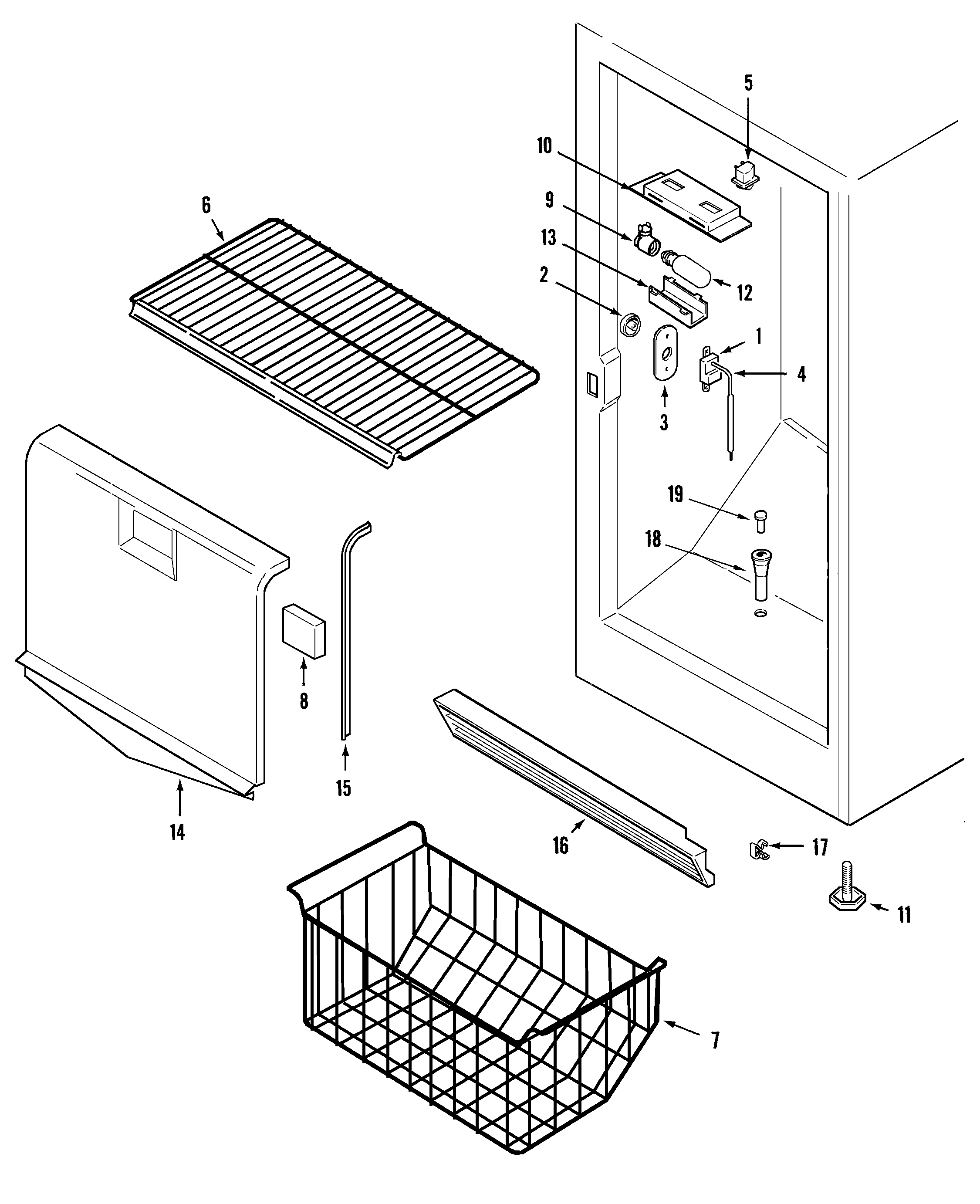 Maytag MQU2057AEW freezer compartment diagram