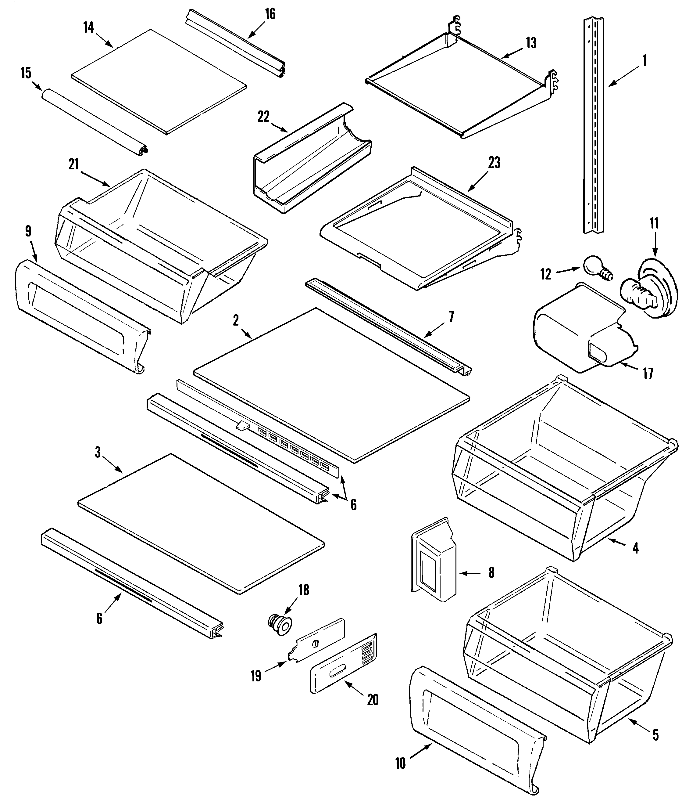 Maytag MSD2737GRS shelves & accessories diagram