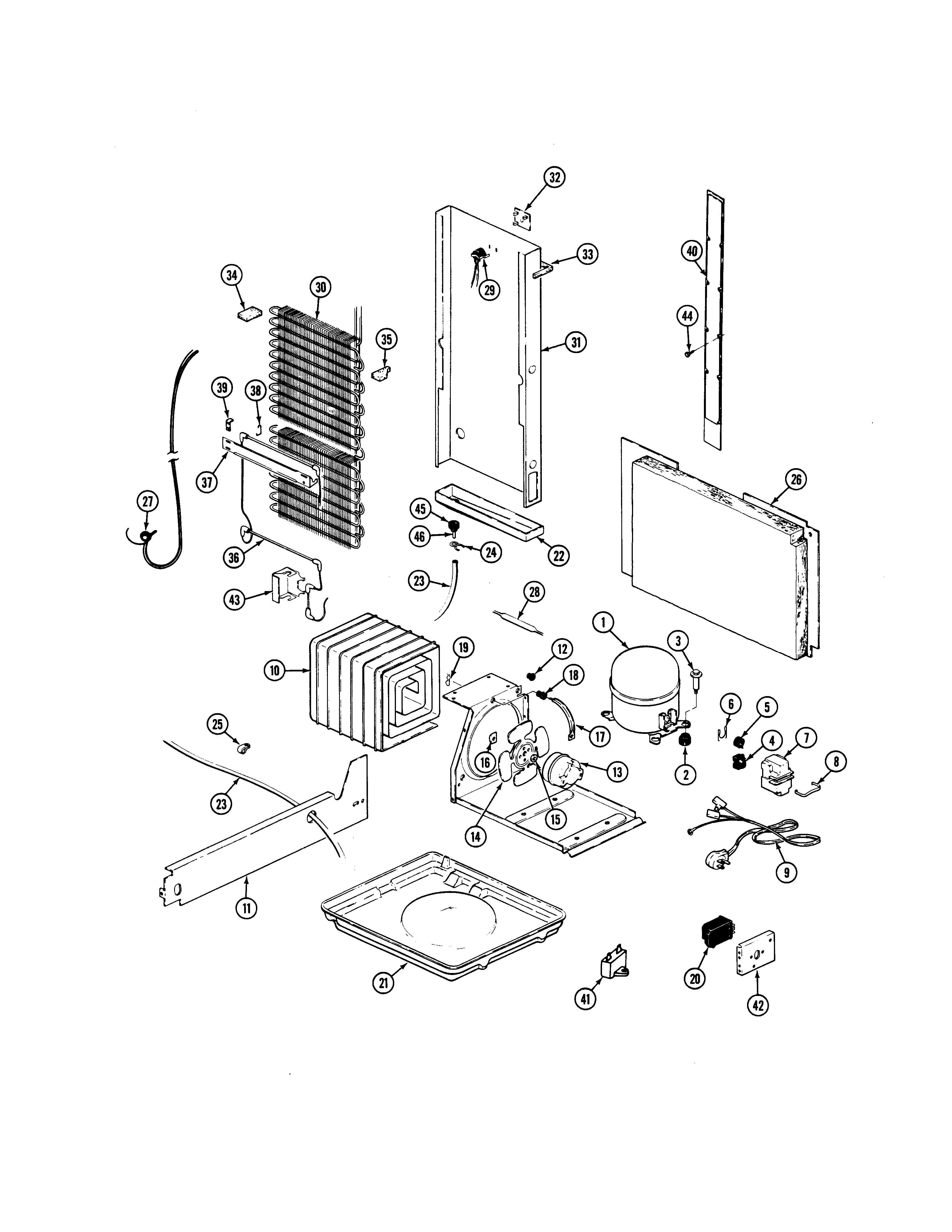 Amana JRSD247W-DQ81A unit compartment & system diagram