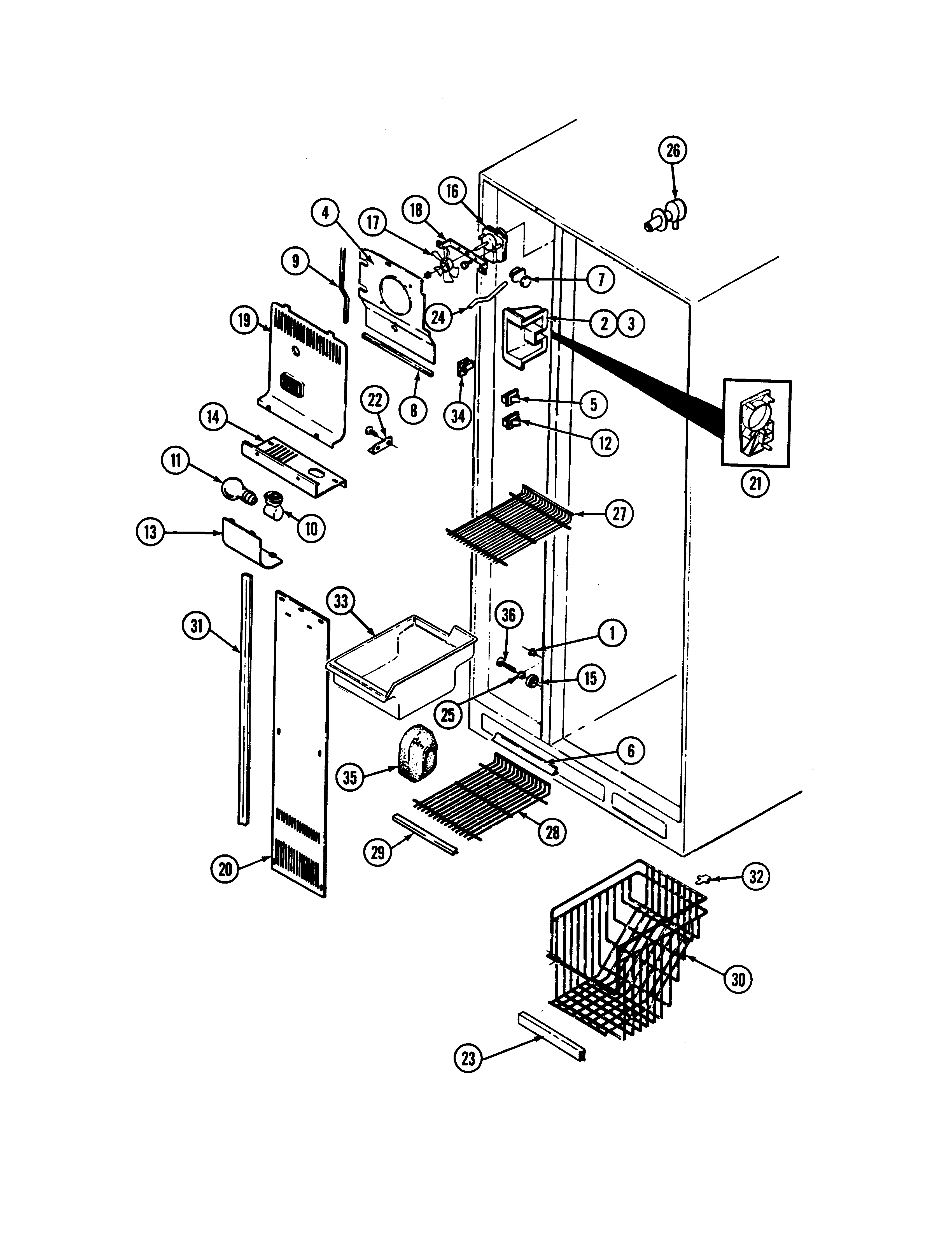 Amana JRSD247W-DQ81A freezer compartment diagram