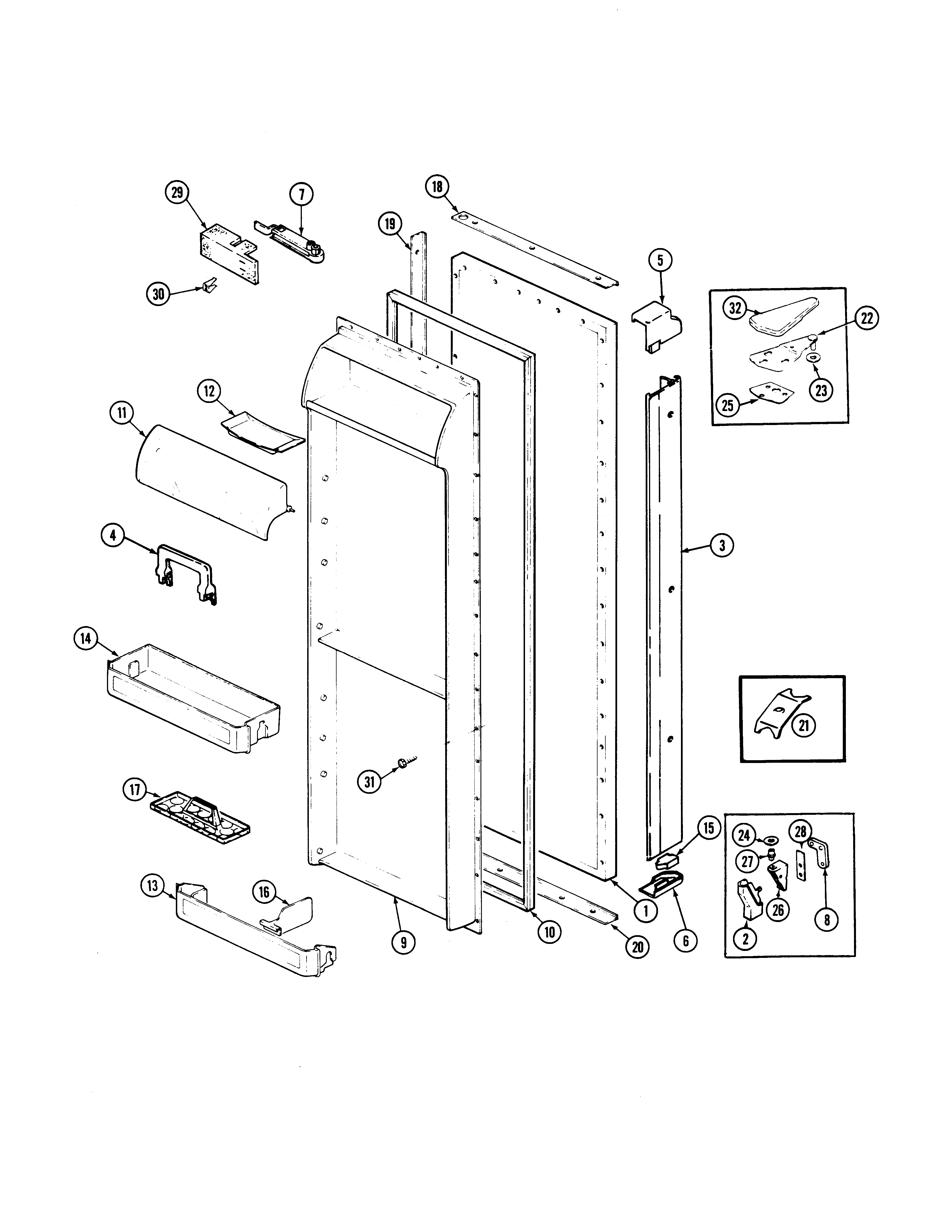 Amana JRSD247W-DQ81A fresh food door diagram
