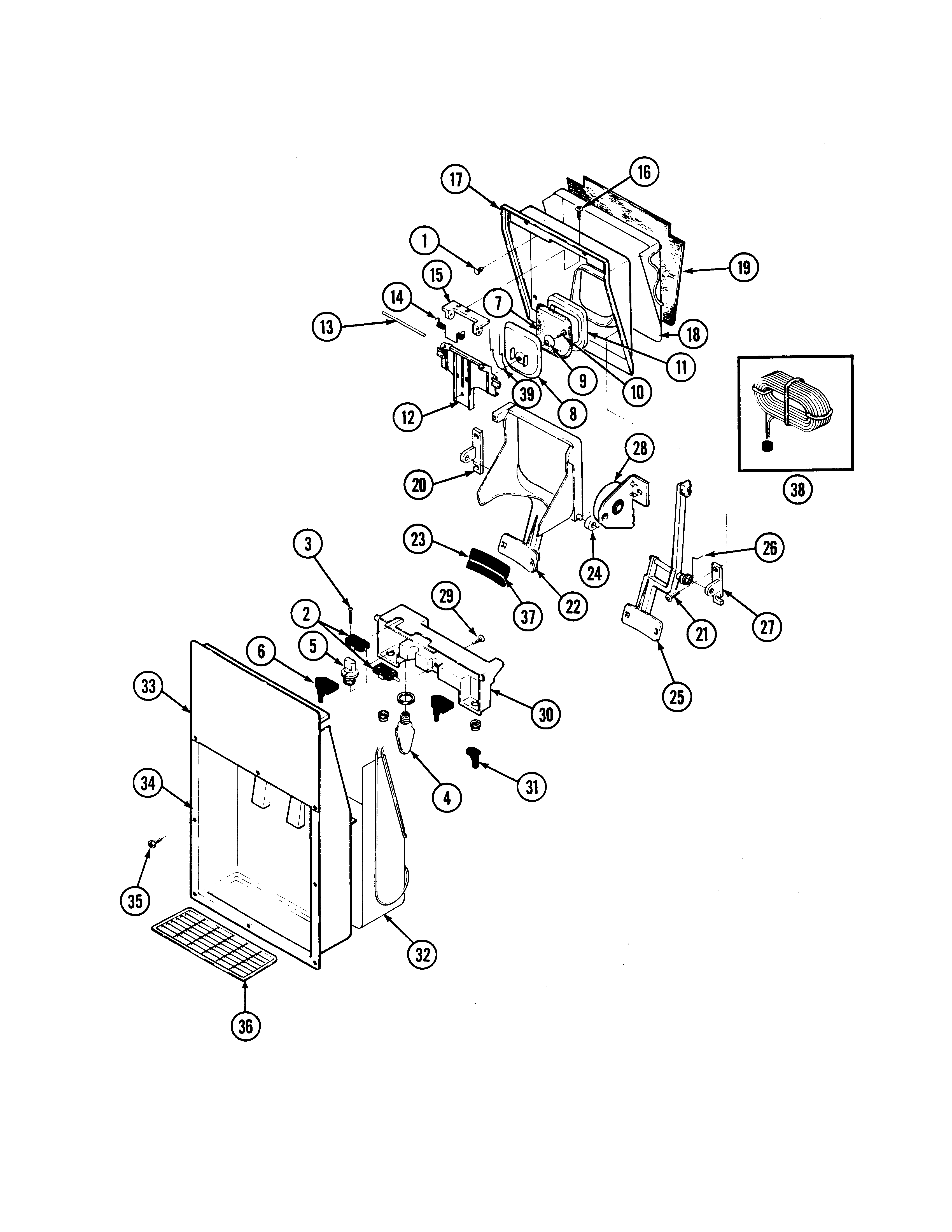 Amana JRSD247W-DQ81A ice & water dispenser diagram