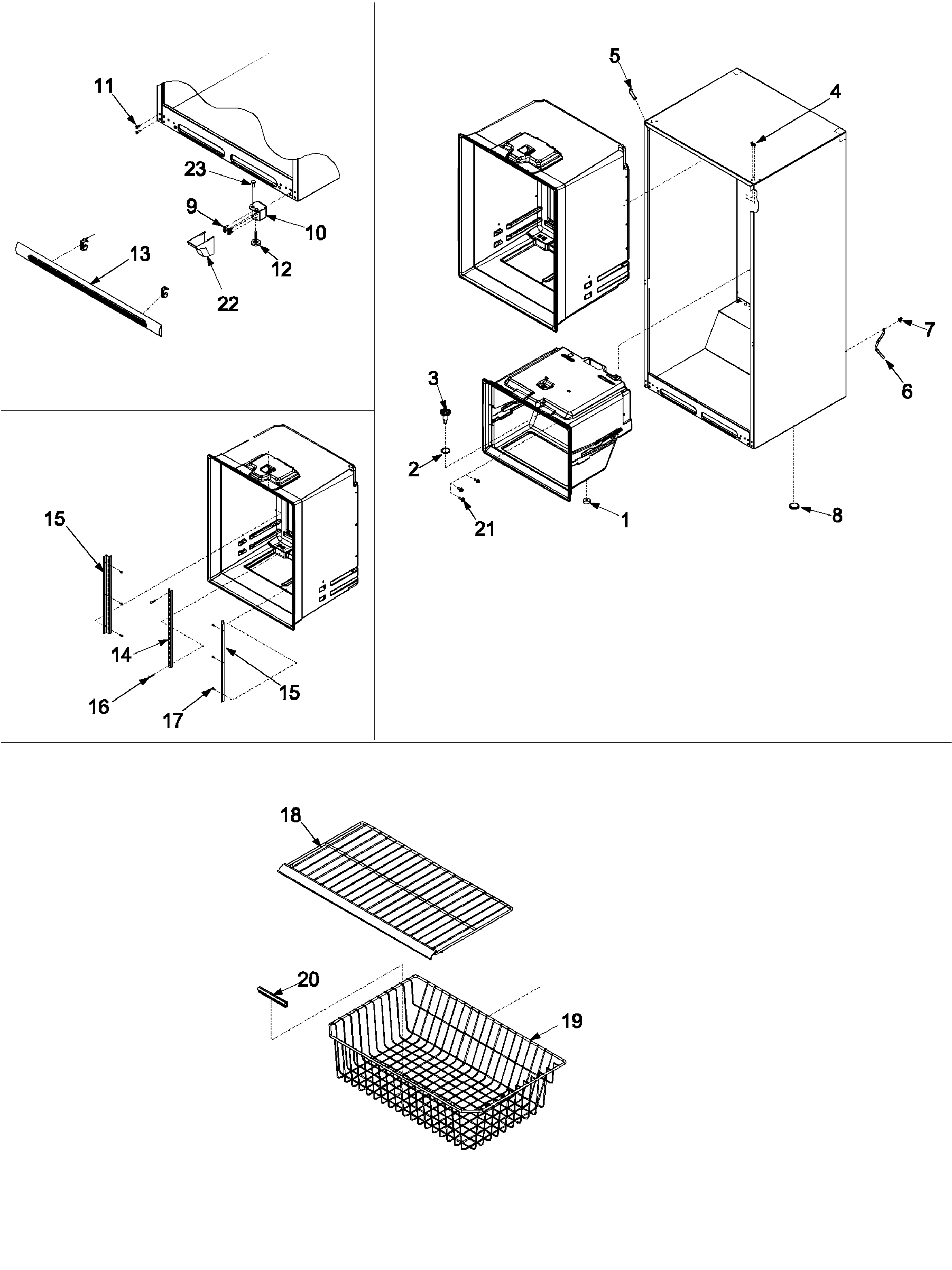 Maytag PBB1951GRW-PPBB1951GW0 interior cabinet & freezer shelving diagram