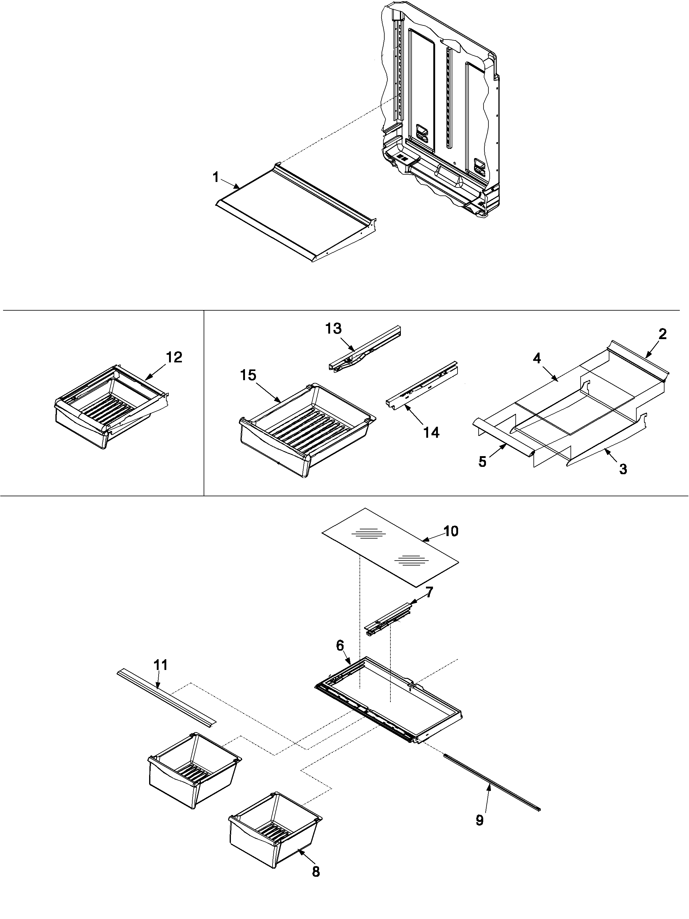 Maytag PBB1951GRW-PPBB1951GW0 refrigerator shelving diagram