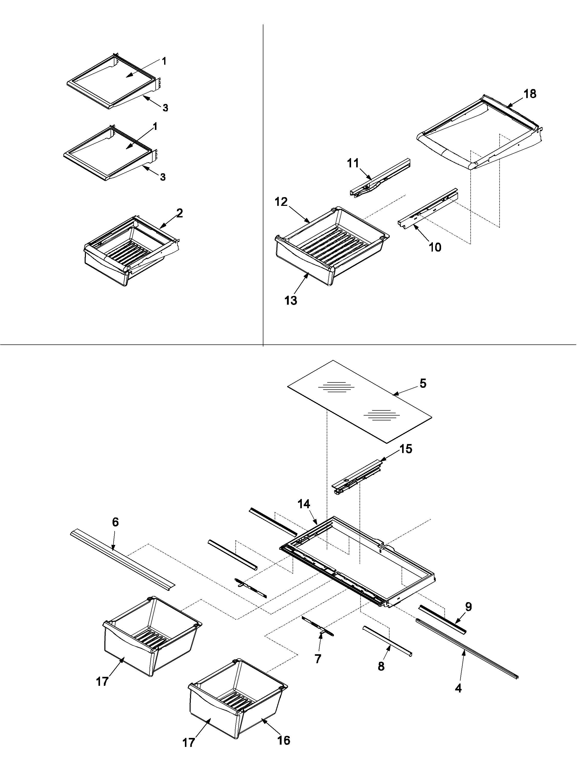 Maytag PBB2253GEW-PPBB2253GW0 refrigerator shelving diagram