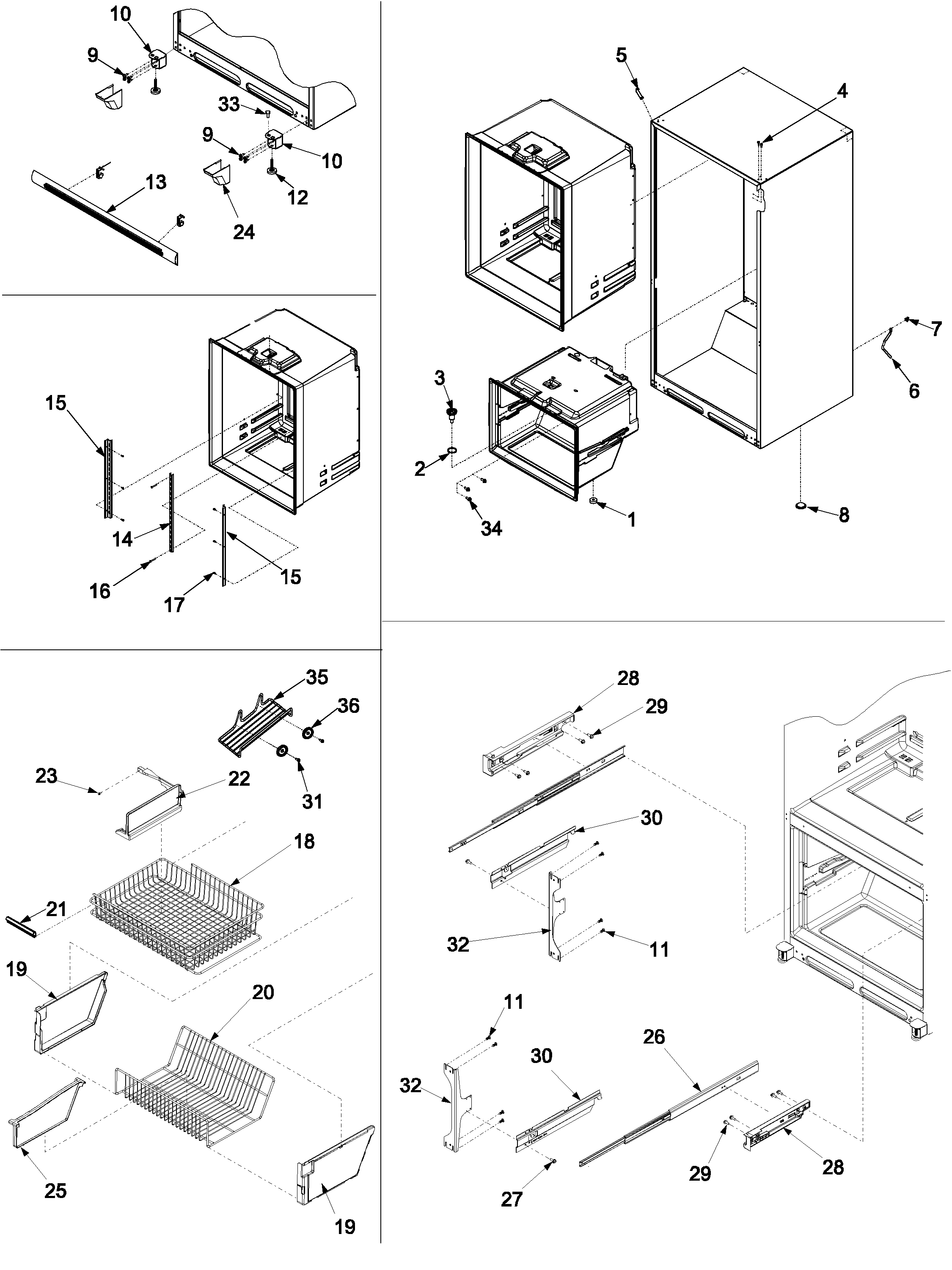 Maytag PBB2255GEB-PPBB2255GB0 interior cabinet & freezer shelving diagram