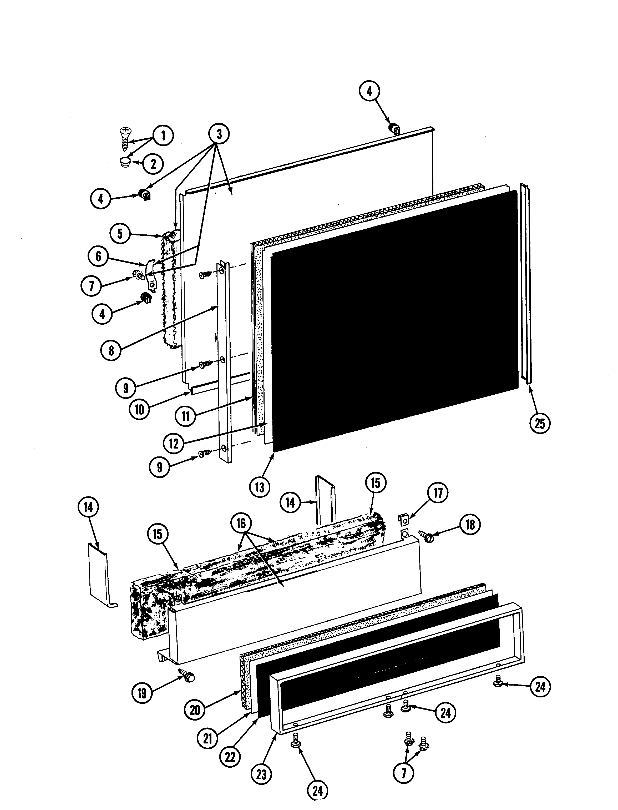 Maytag WU885 front panel & access panel diagram