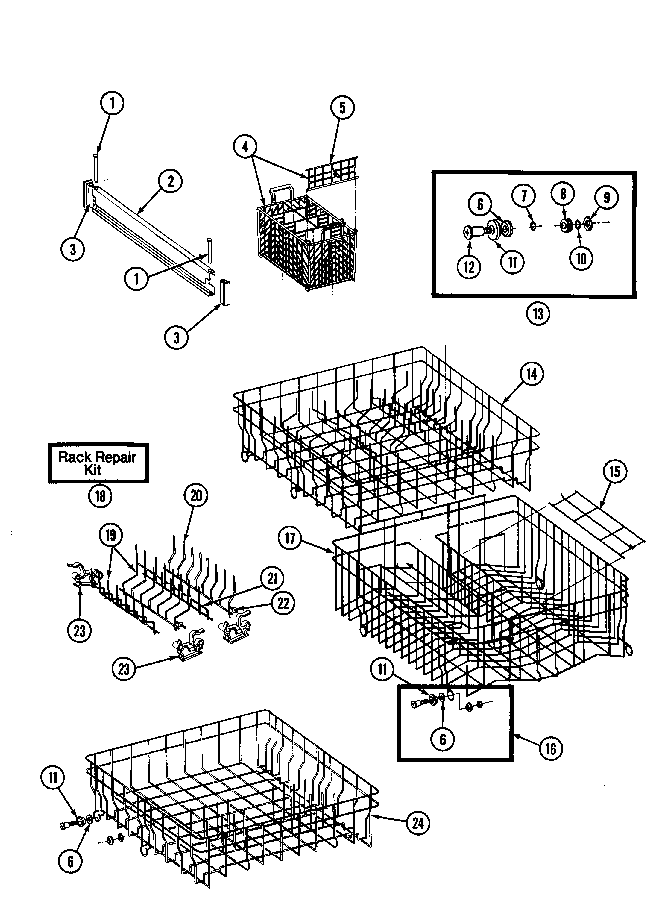 Maytag WU885 racks diagram