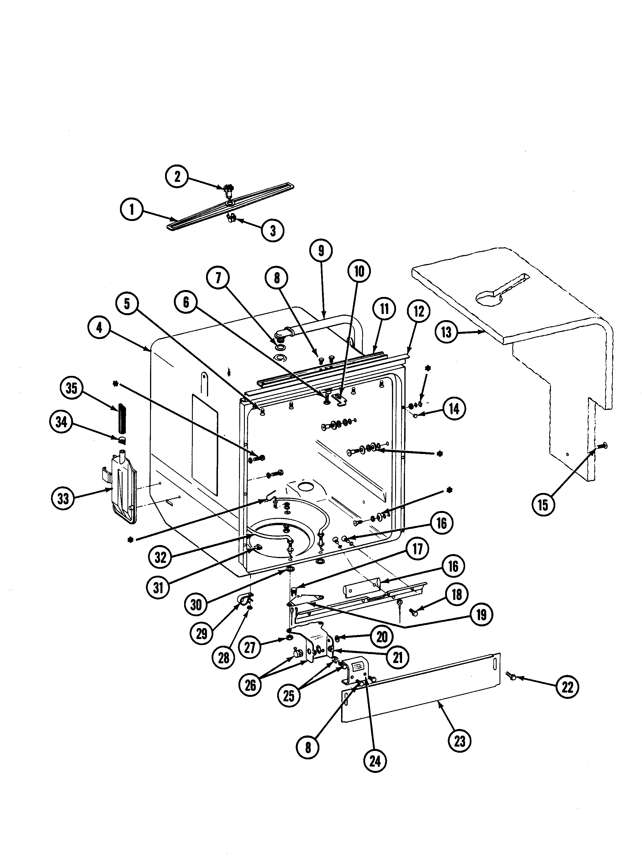 Maytag WU885 tub diagram