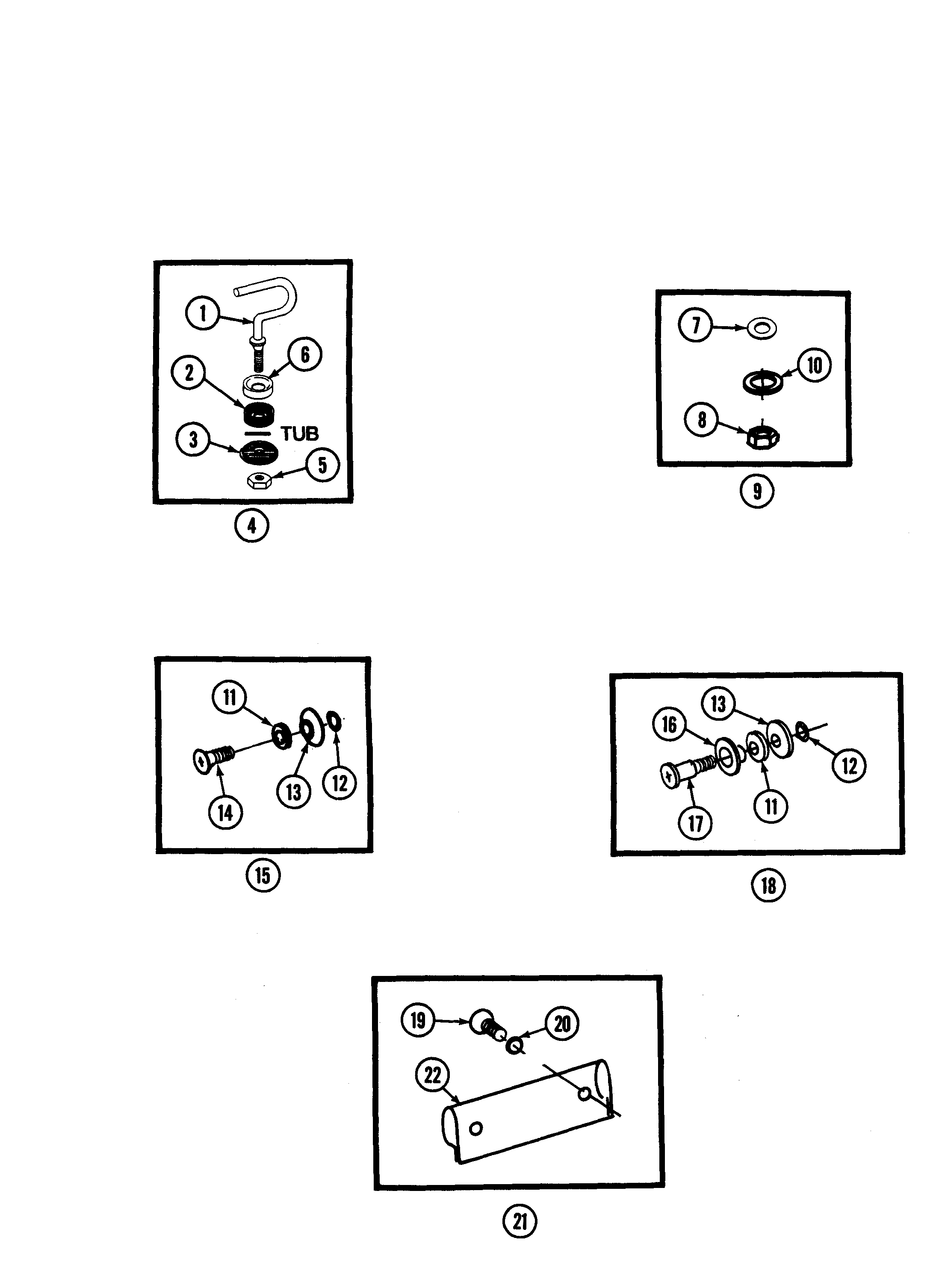 Maytag WU885 tub assembly fastener kits diagram